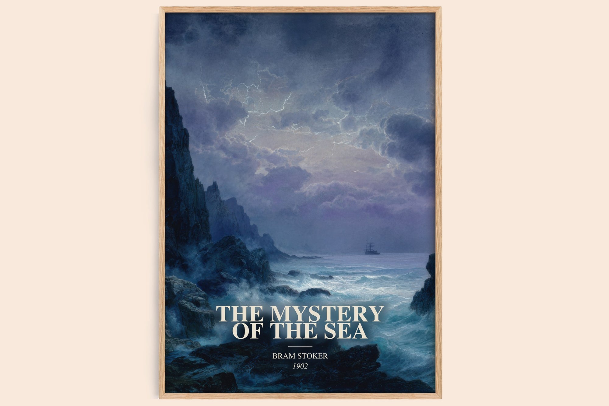 The Mystery Of The Sea watercolour book poster by Bram Stoker – framed literary art print