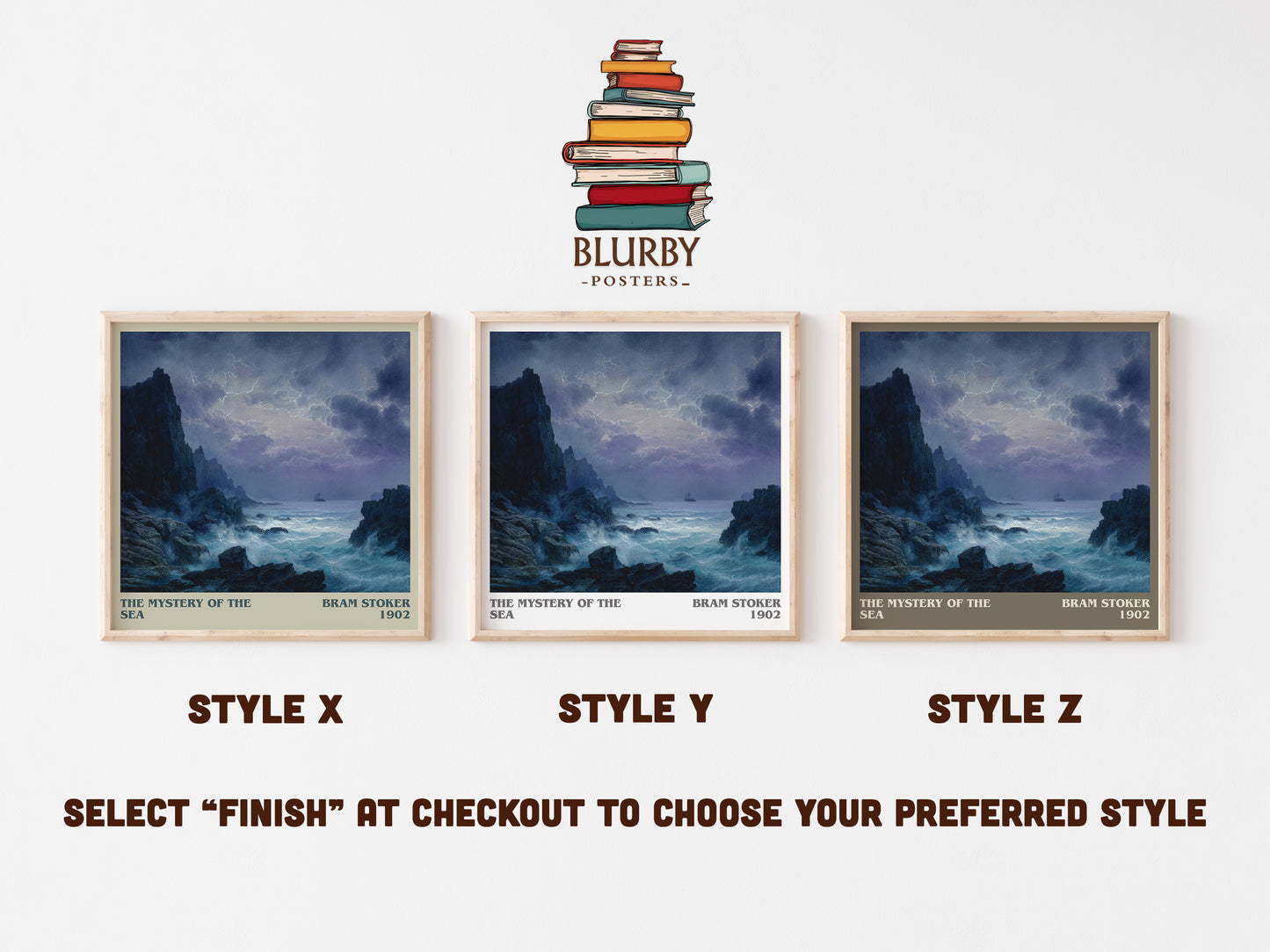 The Mystery Of The Sea literary art print colour and style options – Bram Stoker book art