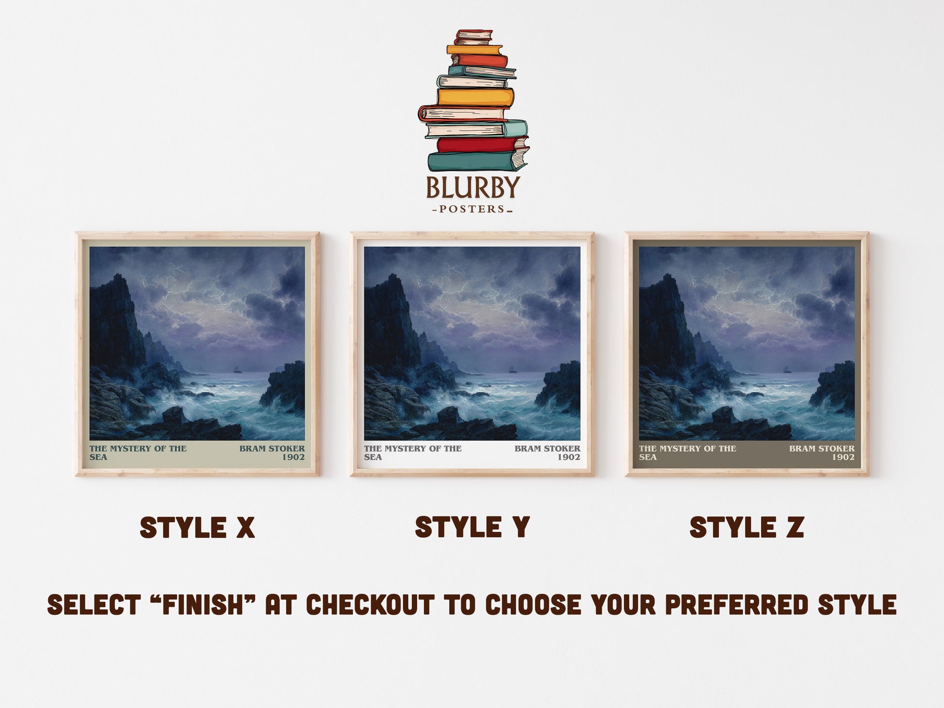 The Mystery Of The Sea literary art print colour and style options – Bram Stoker book art