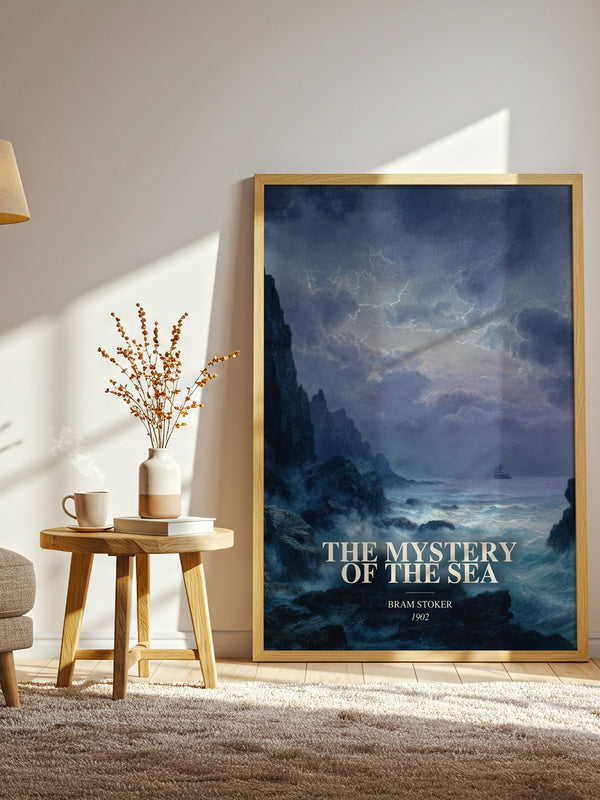The Mystery Of The Sea watercolour print in frame leaning in hallway – gothic wall art