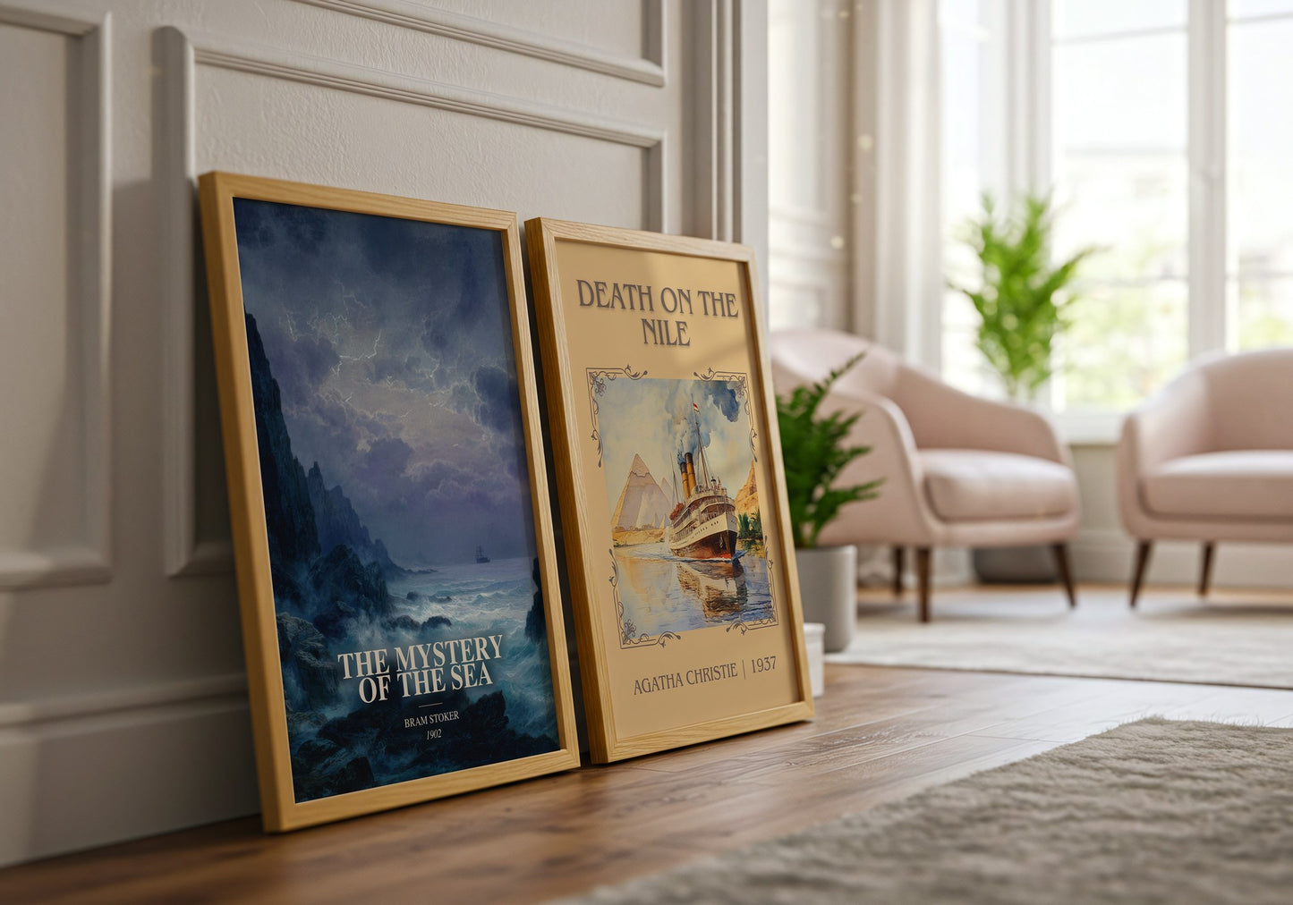 The Mystery Of The Sea watercolour print framed by window – literary home decor