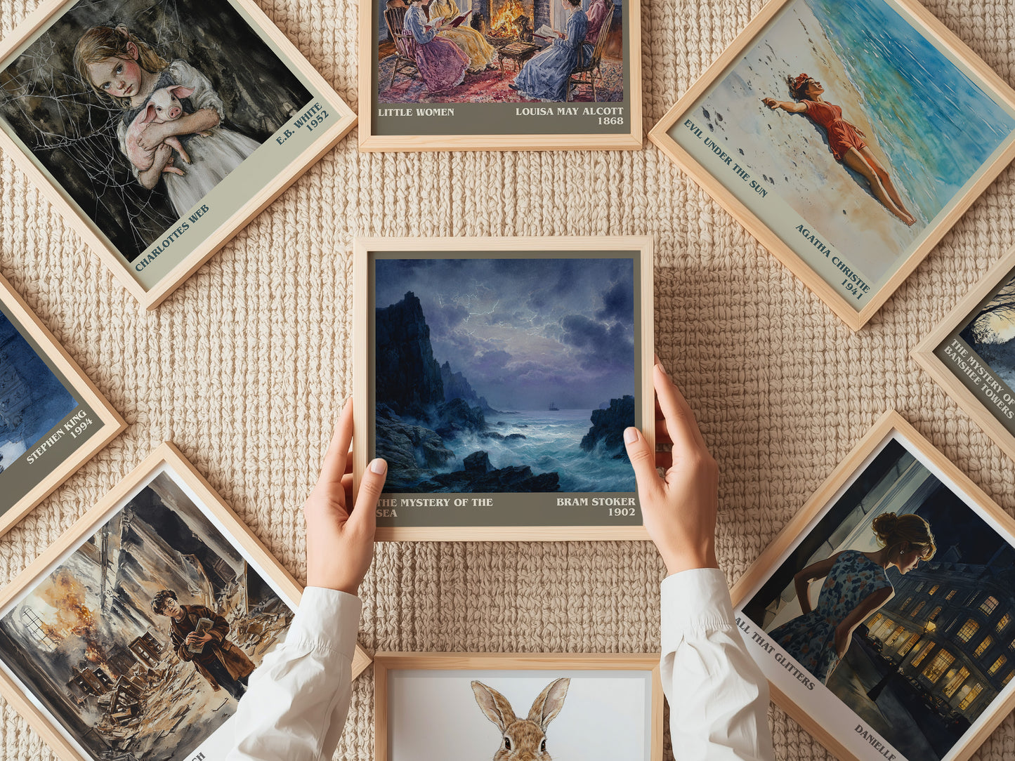 The Mystery Of The Sea literary print on bookshelf – Bram Stoker fan gift