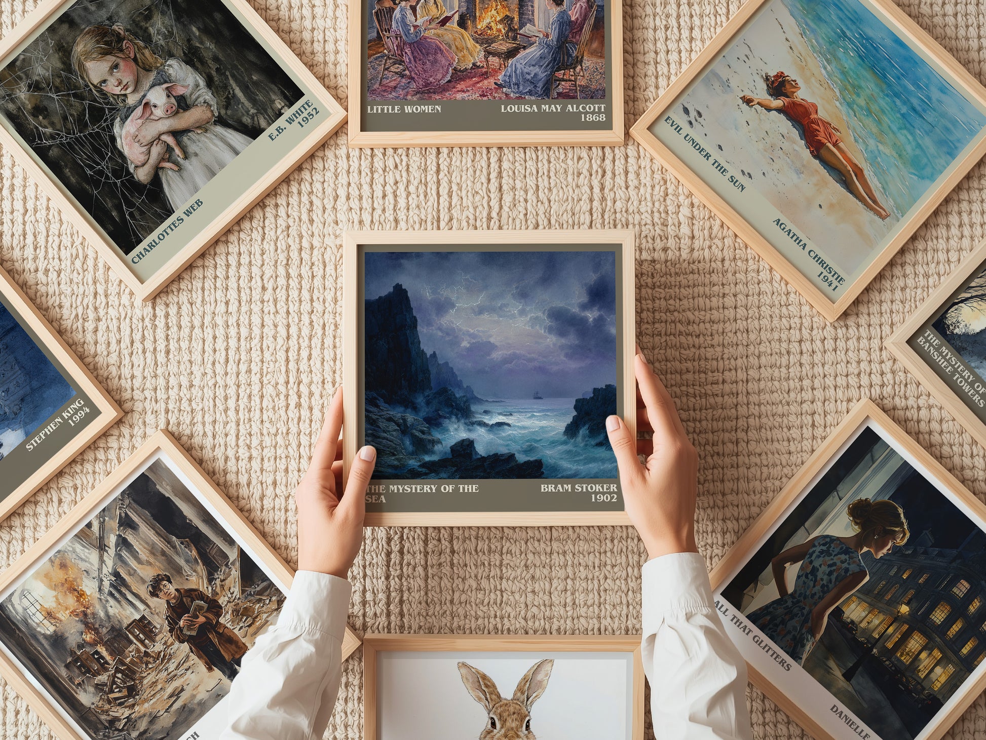 The Mystery Of The Sea literary print on bookshelf – Bram Stoker fan gift
