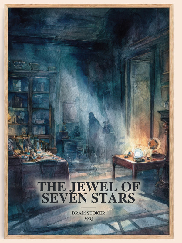 The Jewel Of Seven Stars watercolour book poster by Bram Stoker – framed literary art print
