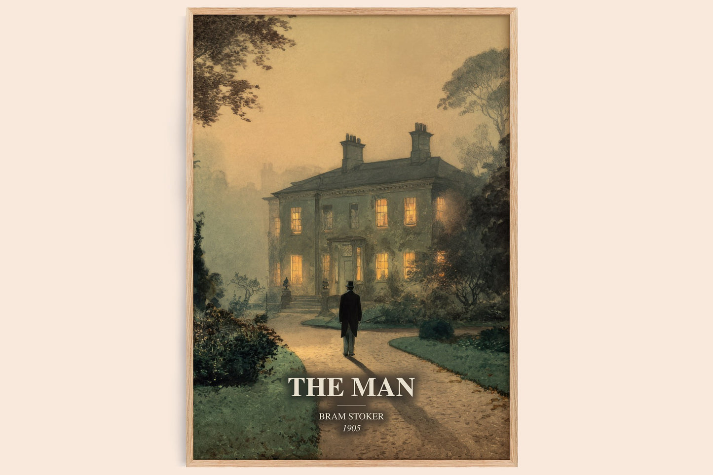 The Man watercolour book poster by Bram Stoker – framed literary art print