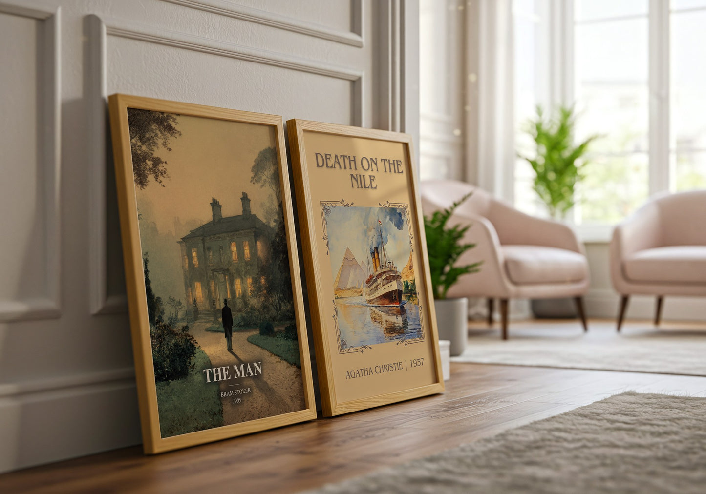 The Man watercolour print framed by window – literary home decor