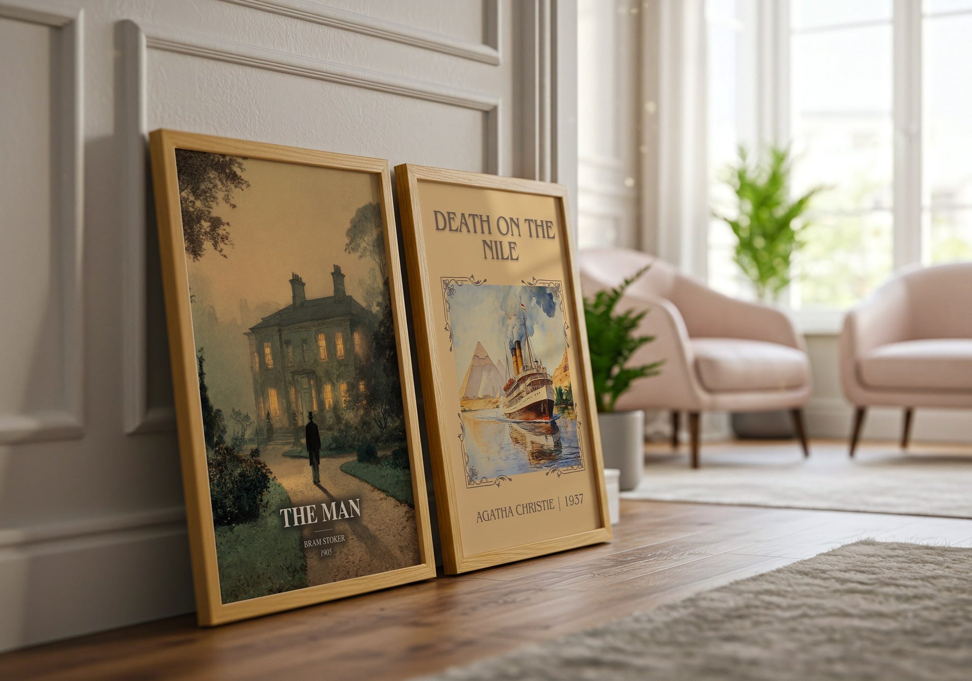 The Man watercolour print framed by window – literary home decor
