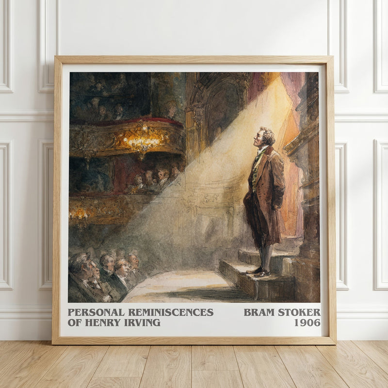 Personal Reminiscences of Henry Irving literary print in frame leaning in hallway – romance wall art