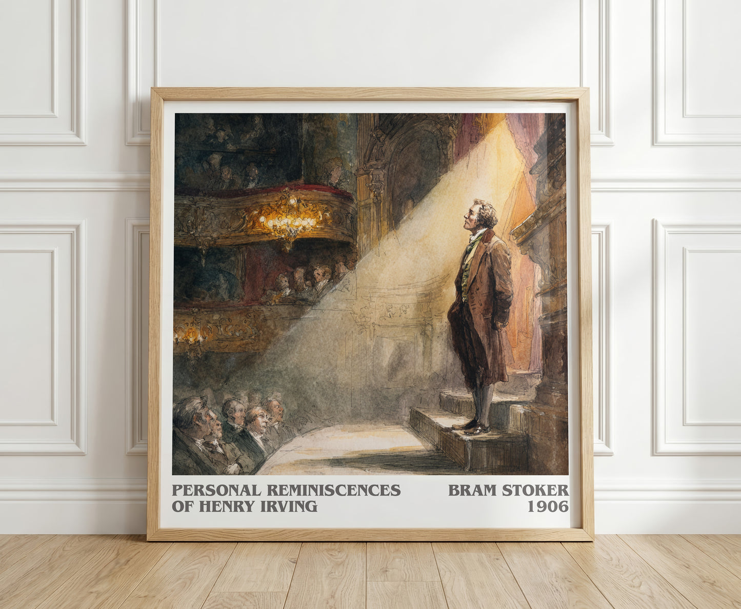 Personal Reminiscences of Henry Irving literary print in frame leaning in hallway – romance wall art