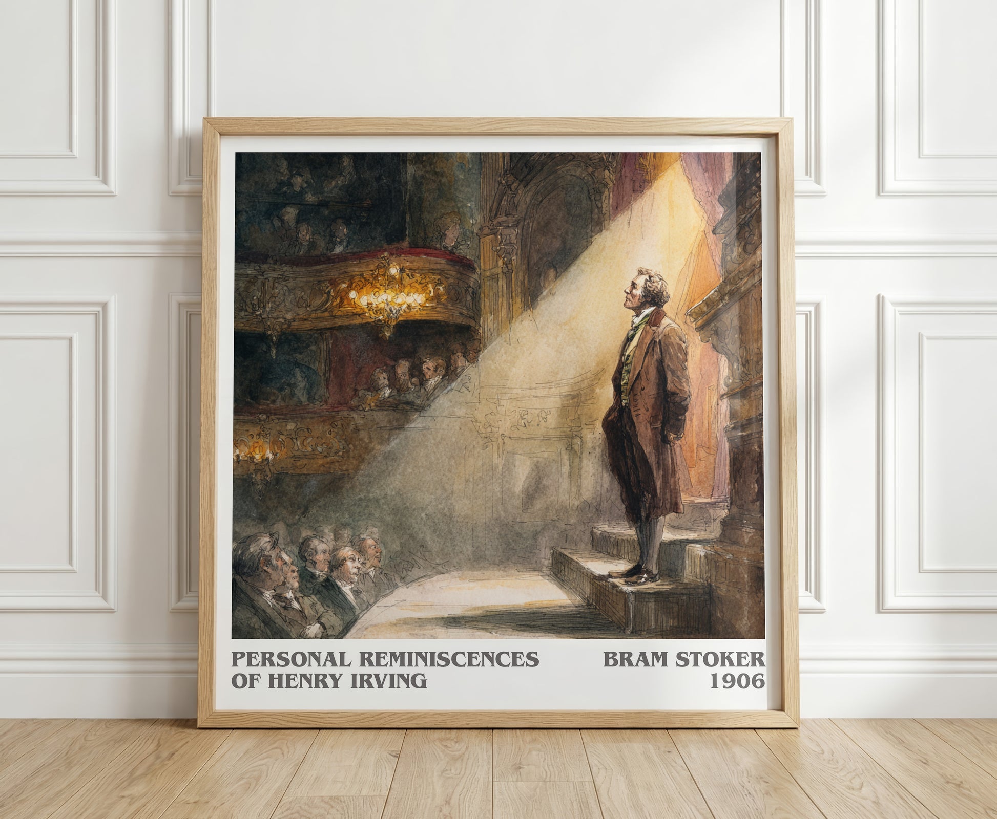 Personal Reminiscences of Henry Irving literary print in frame leaning in hallway – romance wall art