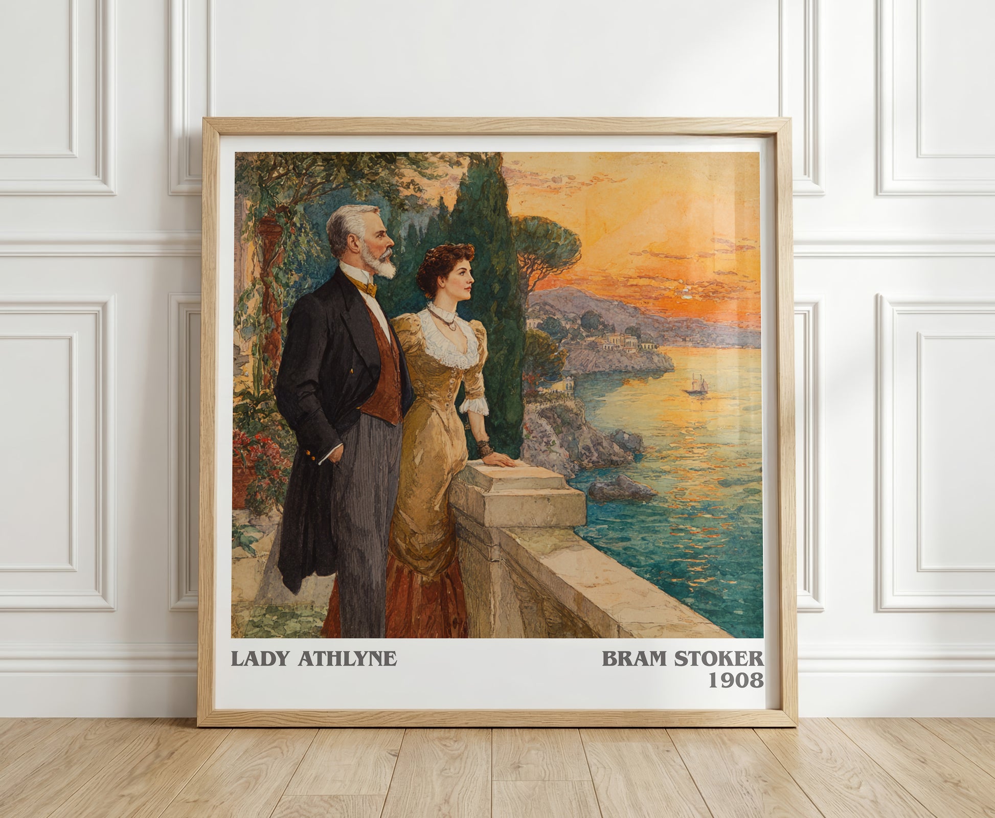 Lady Athlyne literary print in frame leaning in hallway – memoir wall art