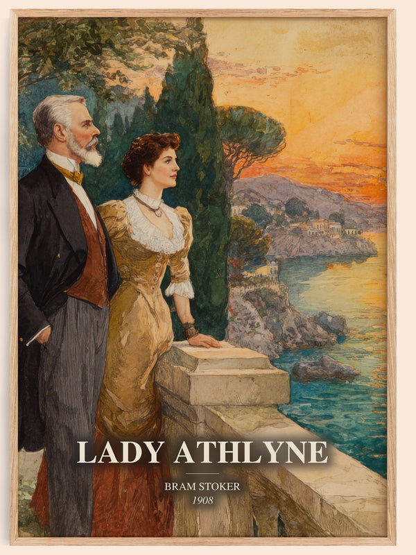 Lady Athlyne watercolour book poster by Bram Stoker – framed literary art print