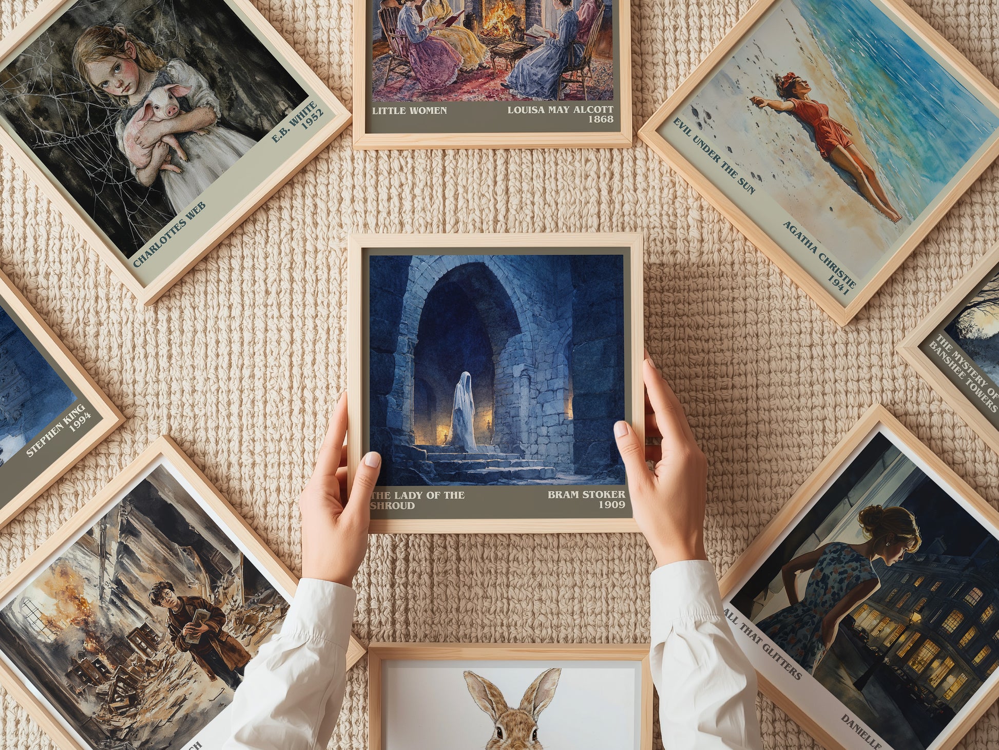 The Lady of the Shroud literary print on bookshelf – Bram Stoker fan gift