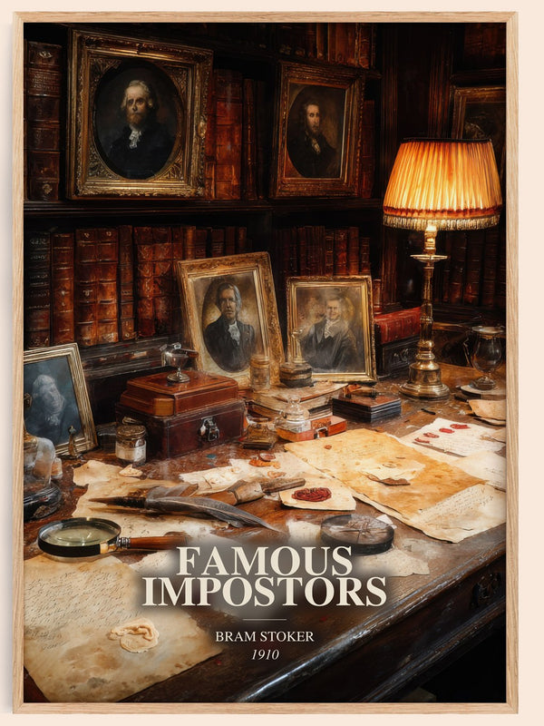 Famous Impostors watercolour book poster by Bram Stoker – framed literary art print