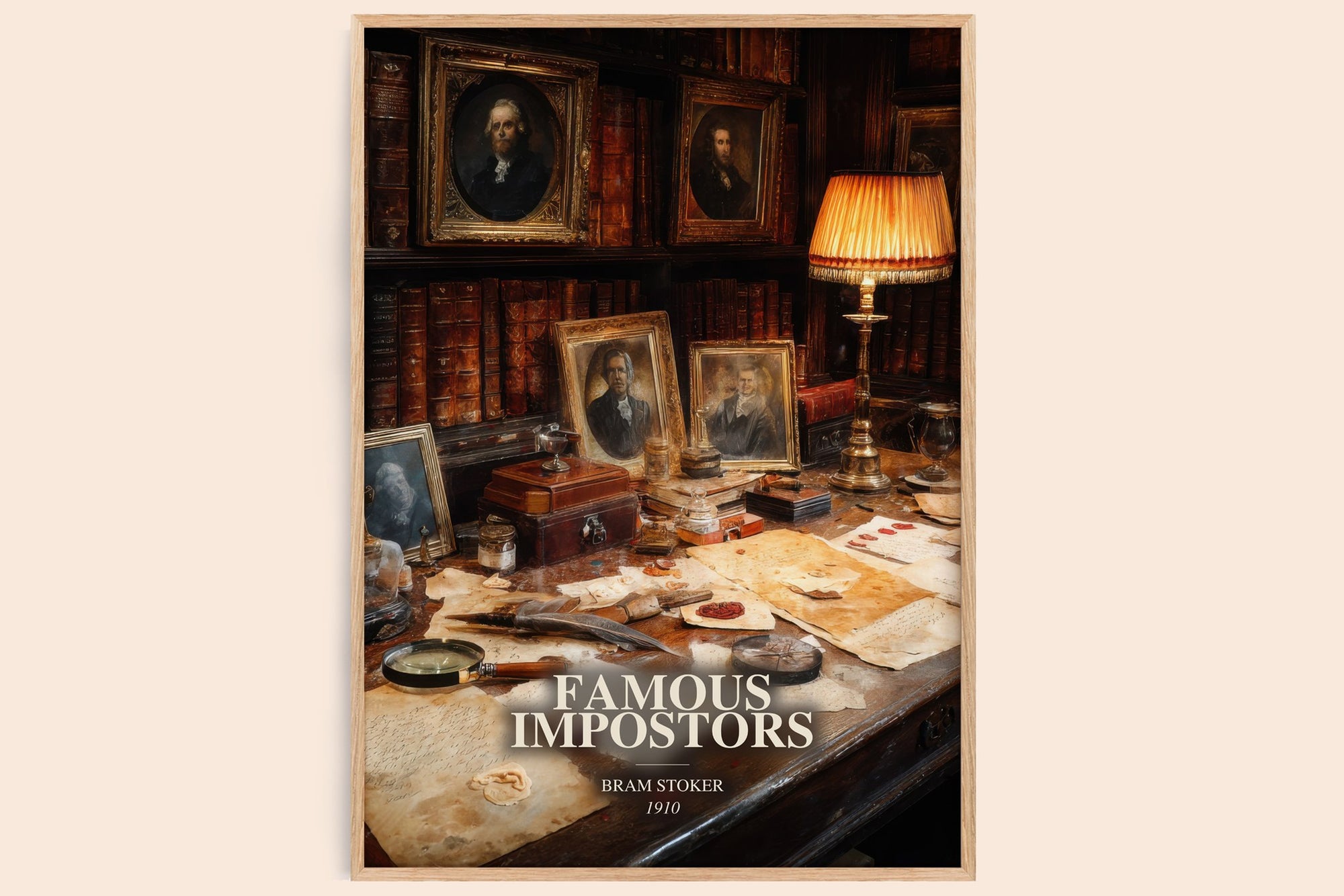 Famous Impostors watercolour book poster by Bram Stoker – framed literary art print