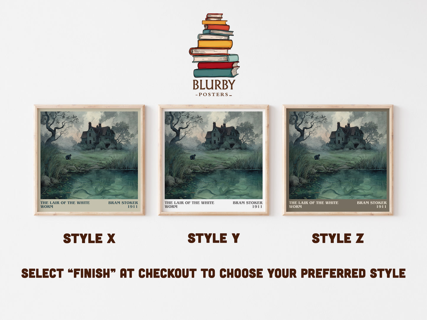 The Lair of the White Worm literary art print colour and style options – Bram Stoker book art