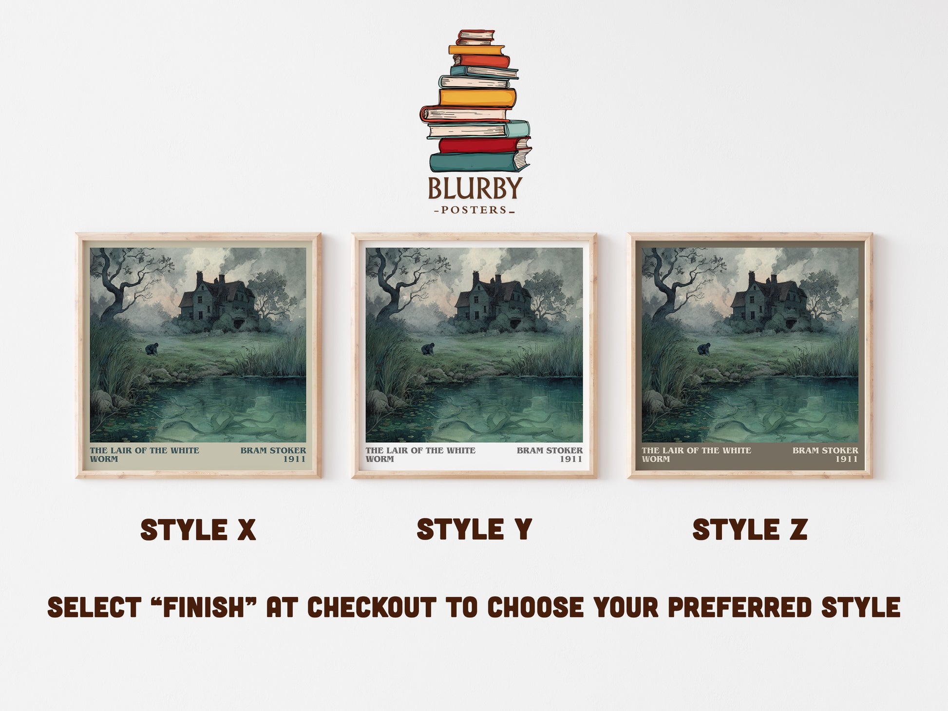 The Lair of the White Worm literary art print colour and style options – Bram Stoker book art