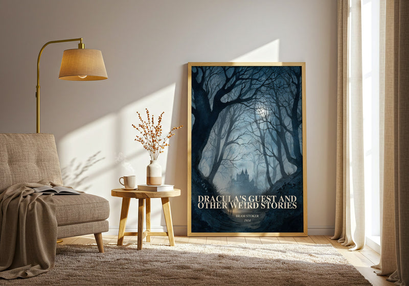 Dracula'S Guest And Other Weird Stories watercolour print in frame leaning in hallway – horror wall art