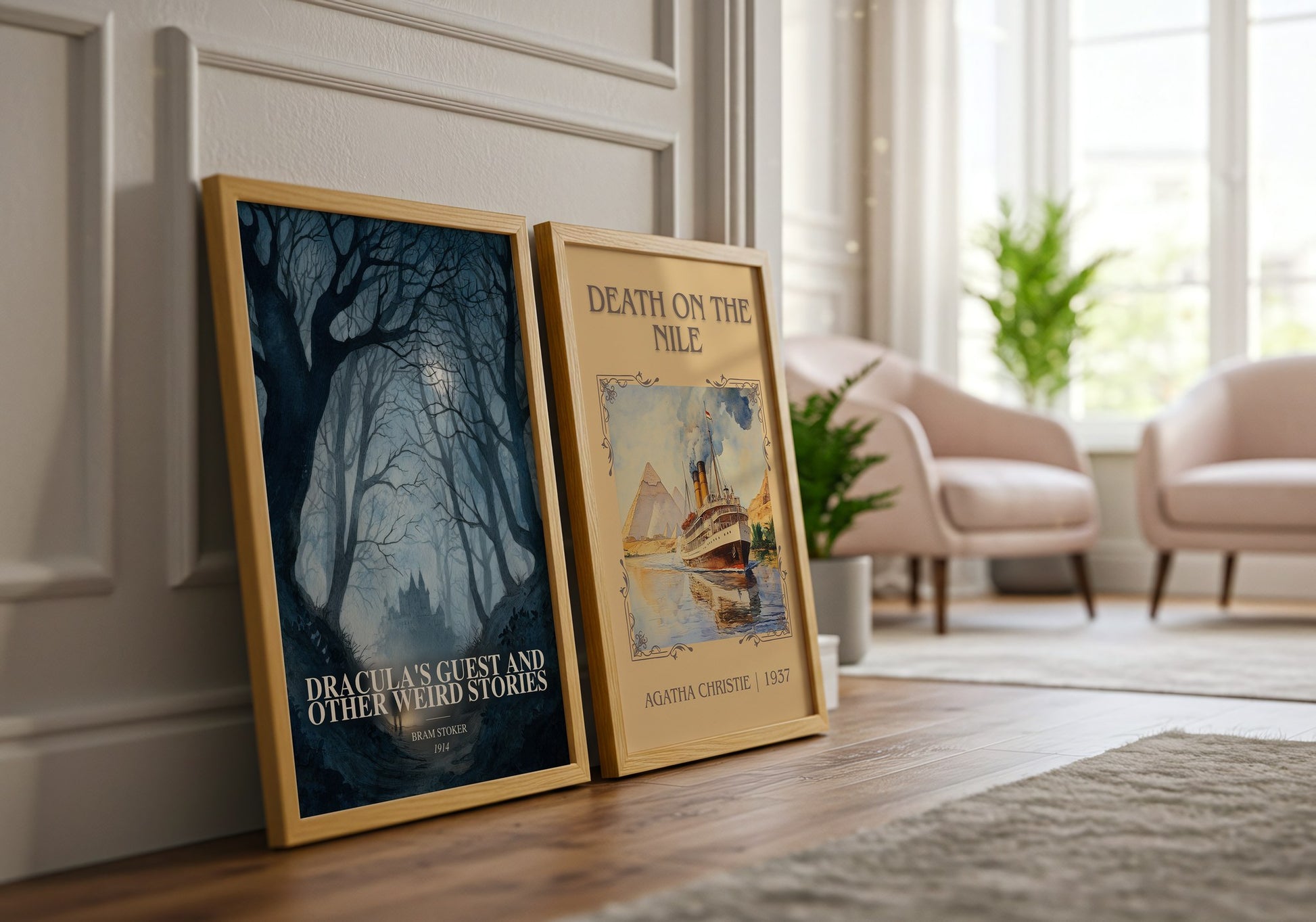 Dracula'S Guest And Other Weird Stories watercolour print framed by window – literary home decor