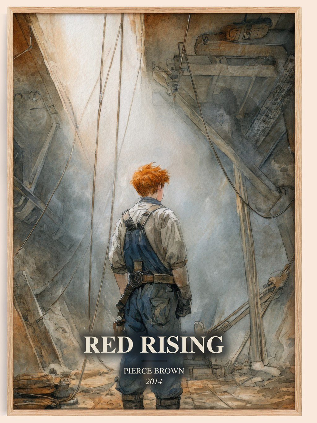 Red Rising watercolour book poster by Pierce Brown – framed literary art print