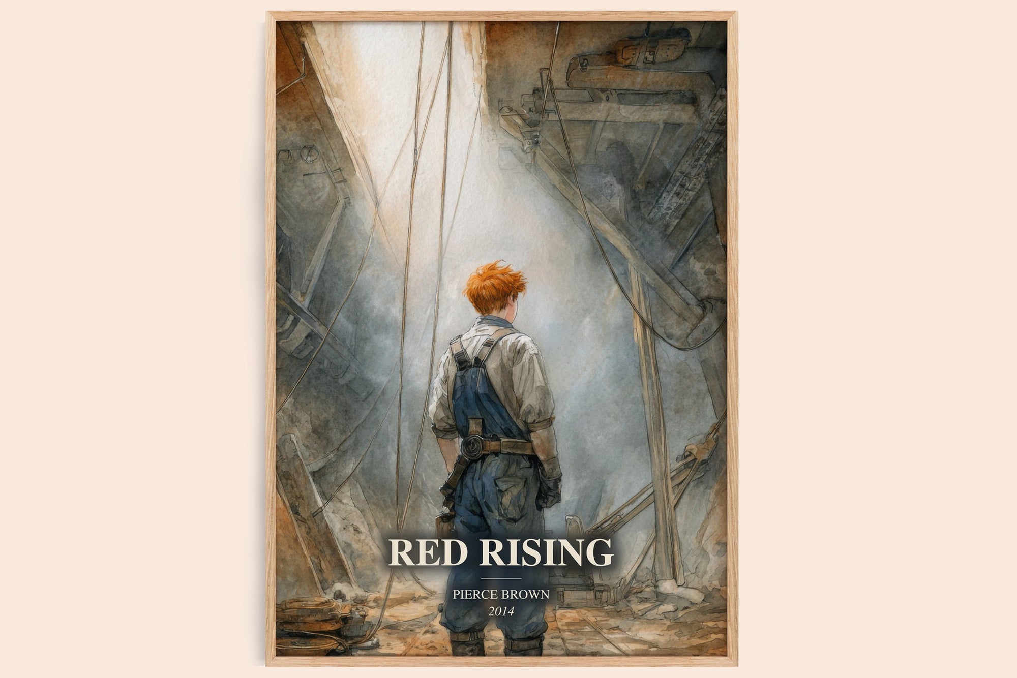 Red Rising watercolour book poster by Pierce Brown – framed literary art print