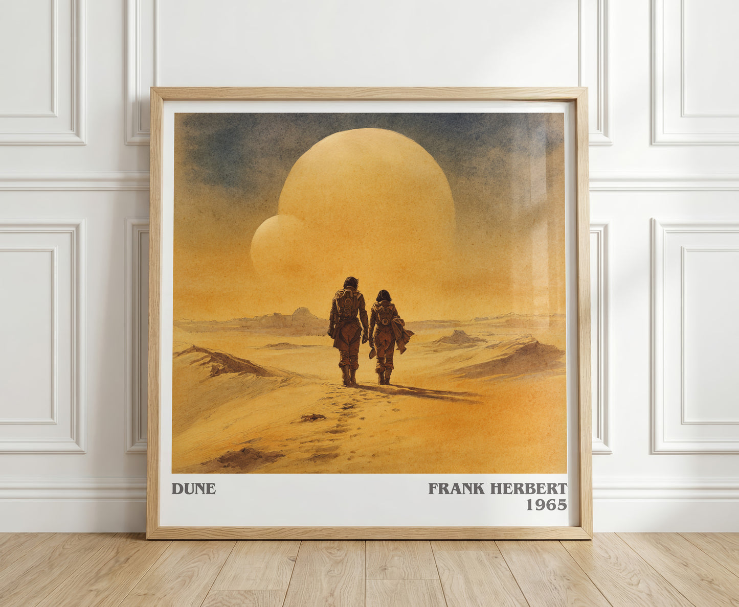 Dune literary print in frame leaning in hallway – sci fi wall art