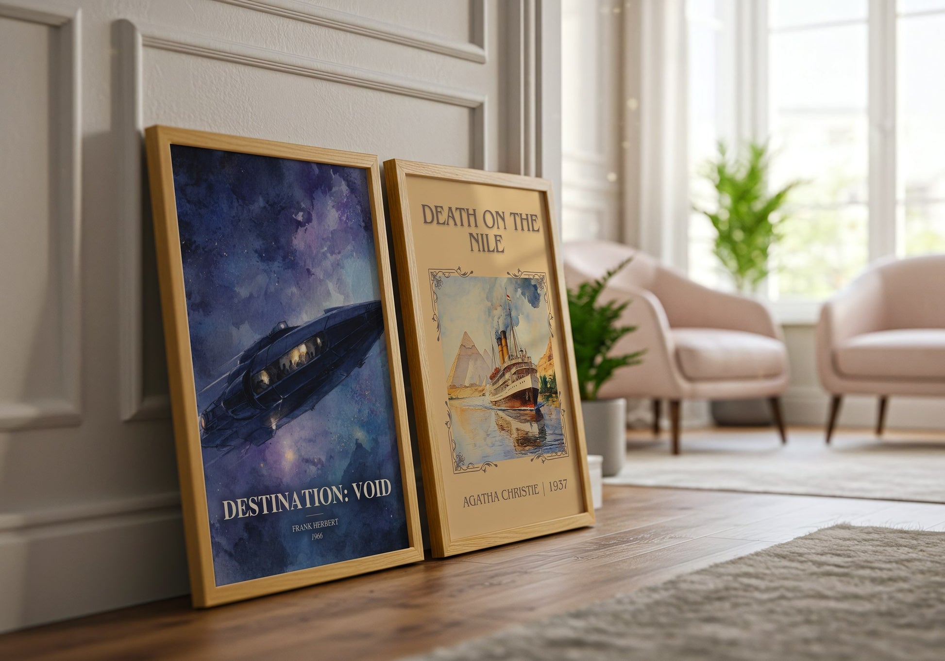 Destination: Void watercolour print framed by window – literary home decor