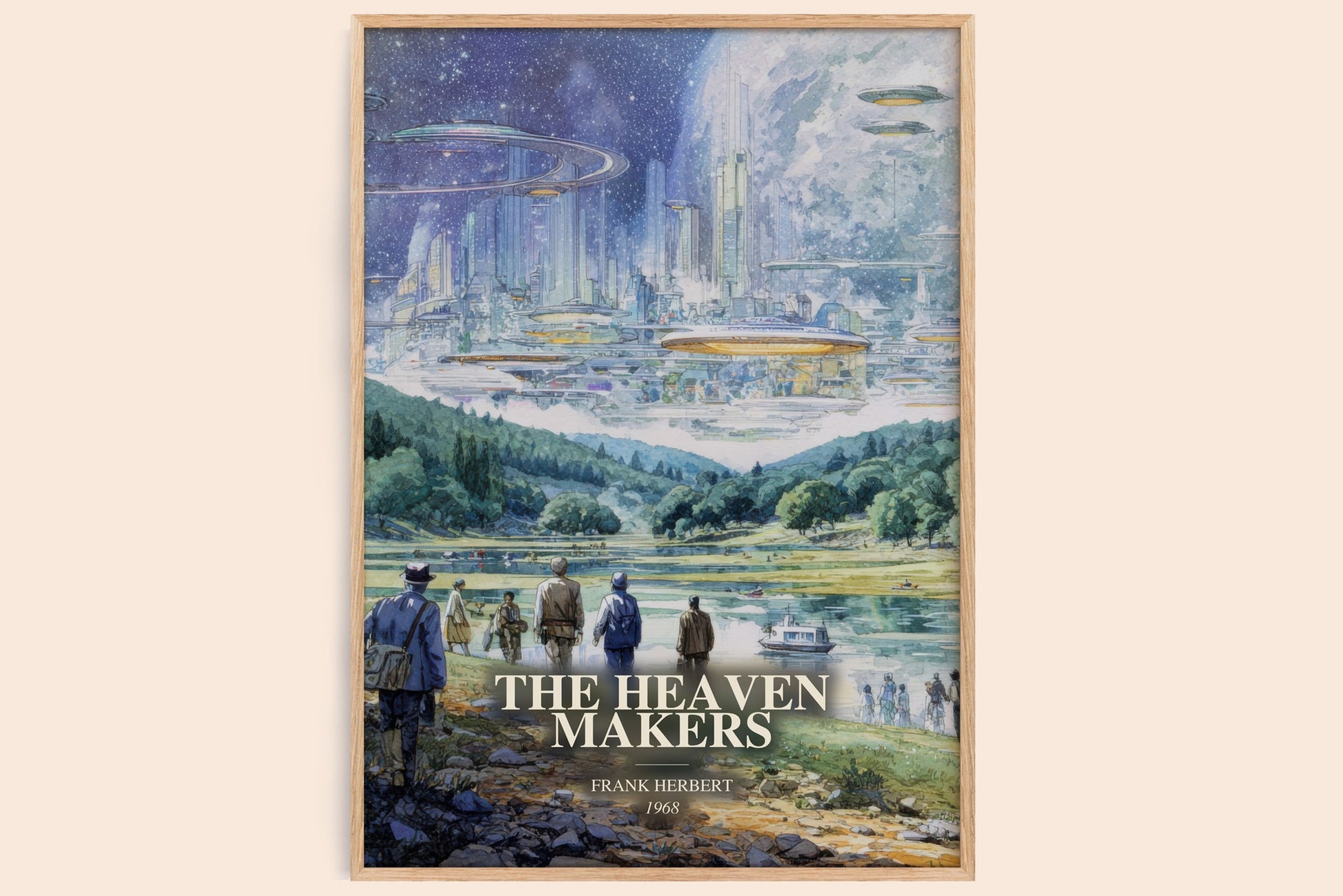 The Heaven Makers watercolour book poster by Frank Herbert – framed literary art print