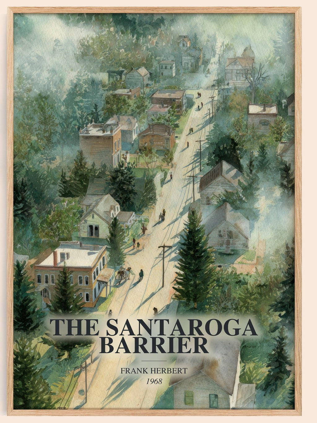 The Santaroga Barrier watercolour book poster by Frank Herbert – framed literary art print