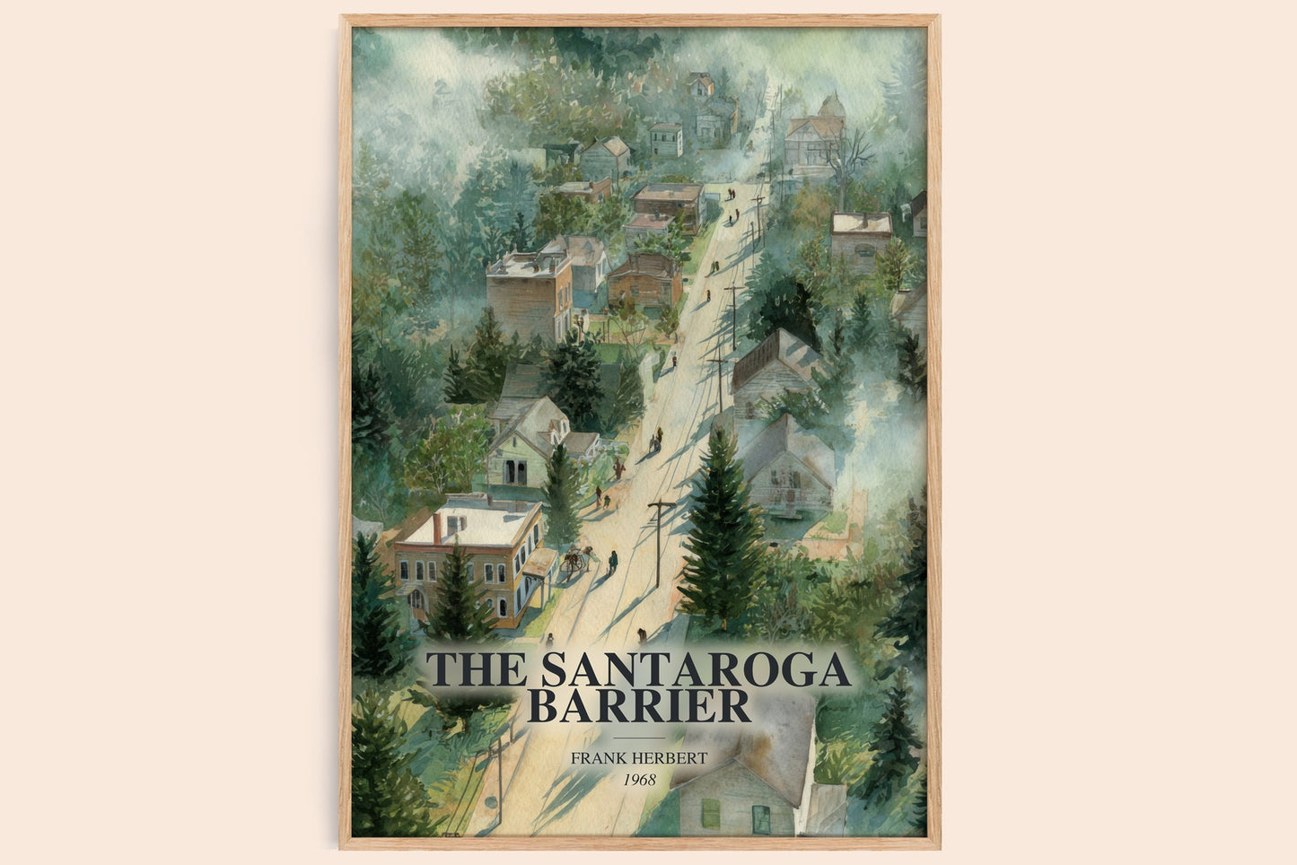 The Santaroga Barrier watercolour book poster by Frank Herbert – framed literary art print