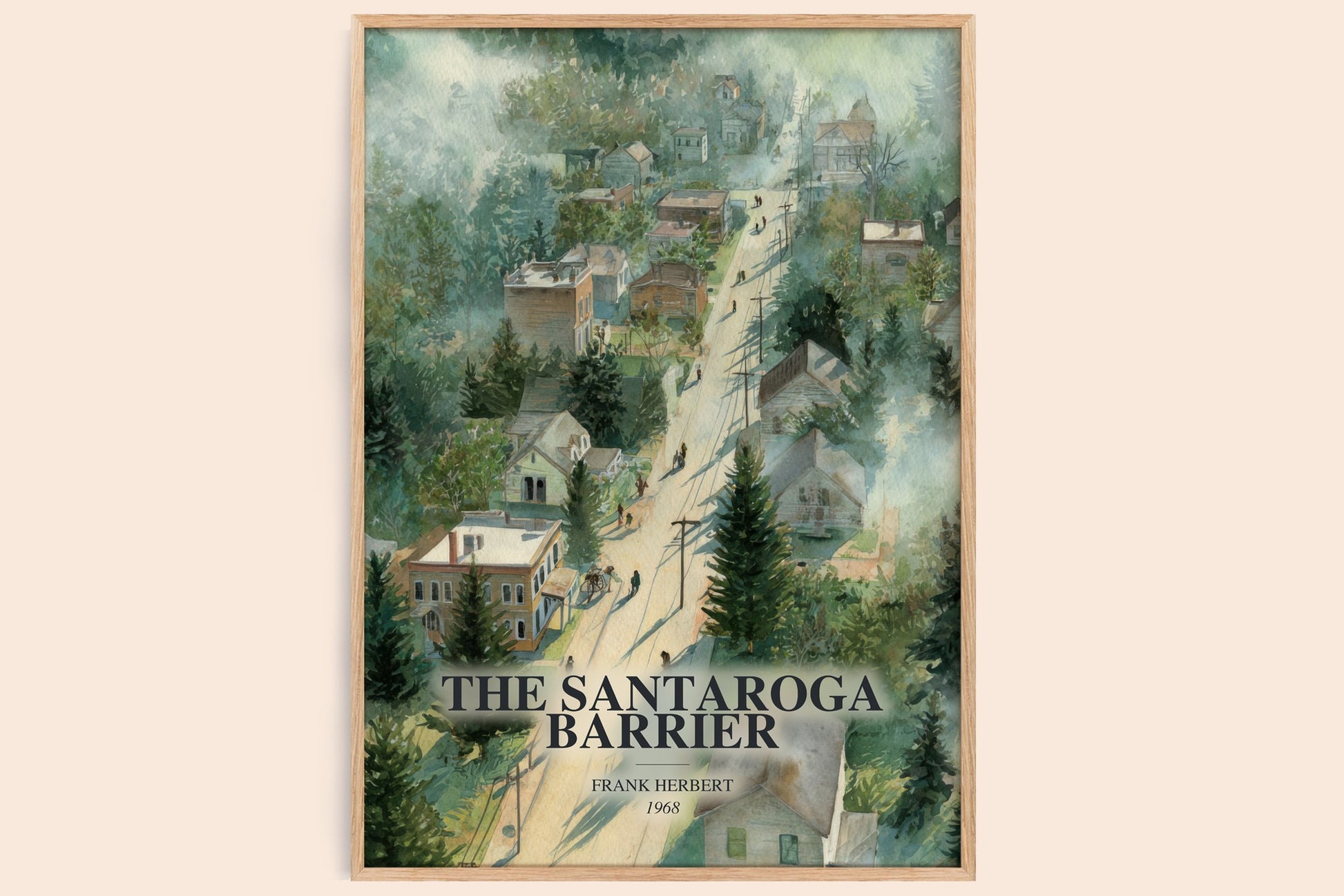 The Santaroga Barrier watercolour book poster by Frank Herbert – framed literary art print