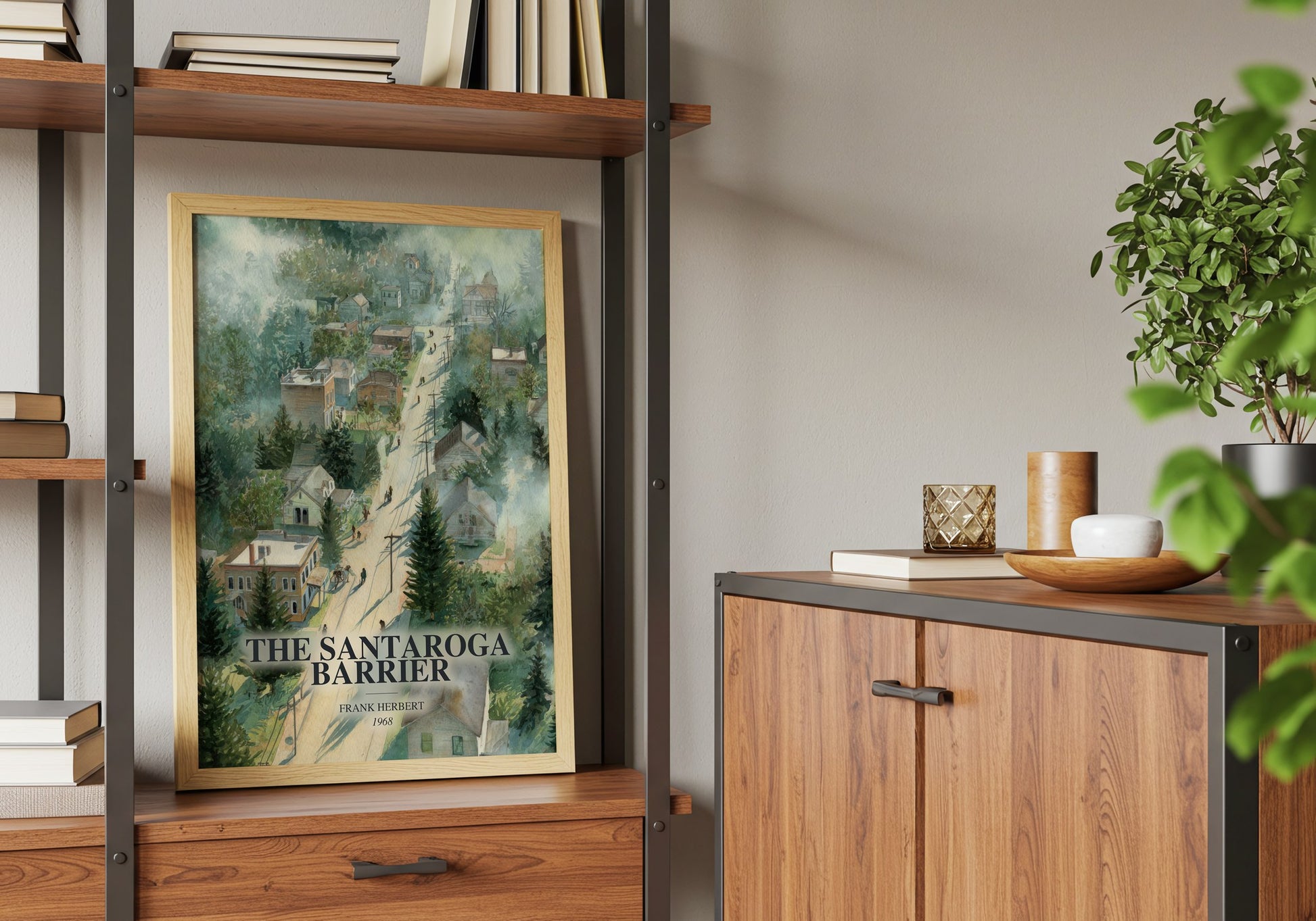 The Santaroga Barrier book watercolour illustration paper finish options – matte satin gloss