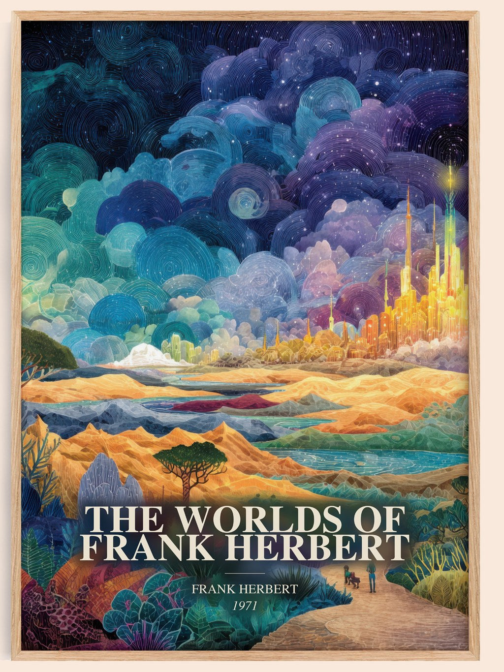 The Worlds Of Frank Herbert watercolour book poster by Frank Herbert – framed literary art print