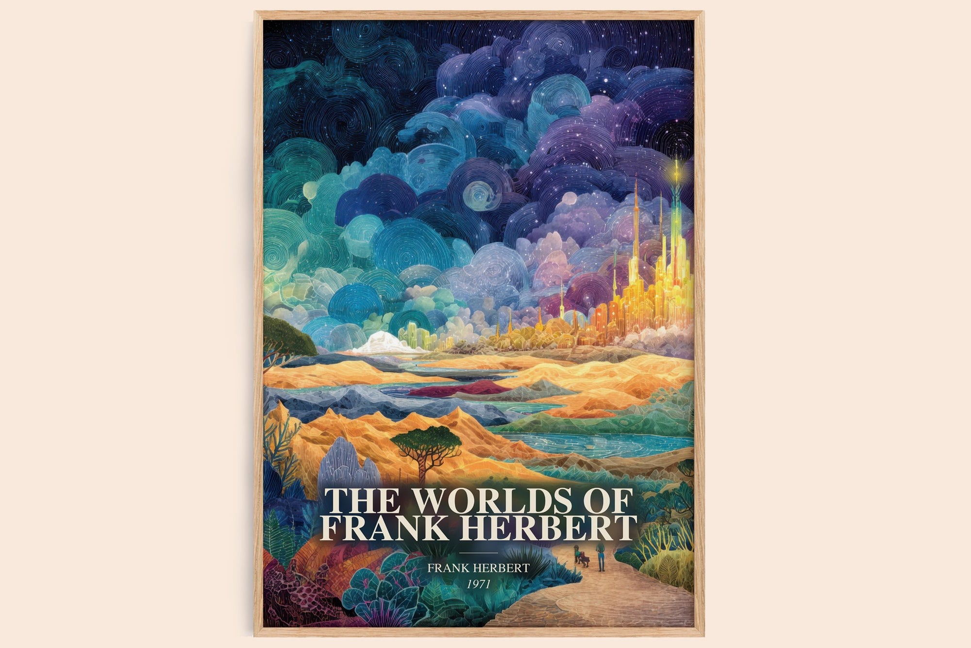 The Worlds Of Frank Herbert watercolour book poster by Frank Herbert – framed literary art print