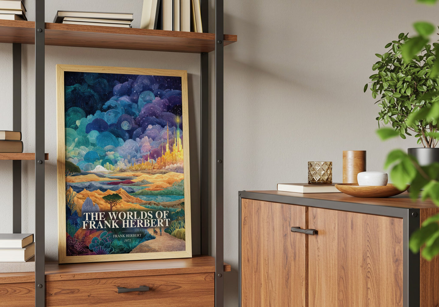 The Worlds Of Frank Herbert book watercolour illustration paper finish options – matte satin gloss