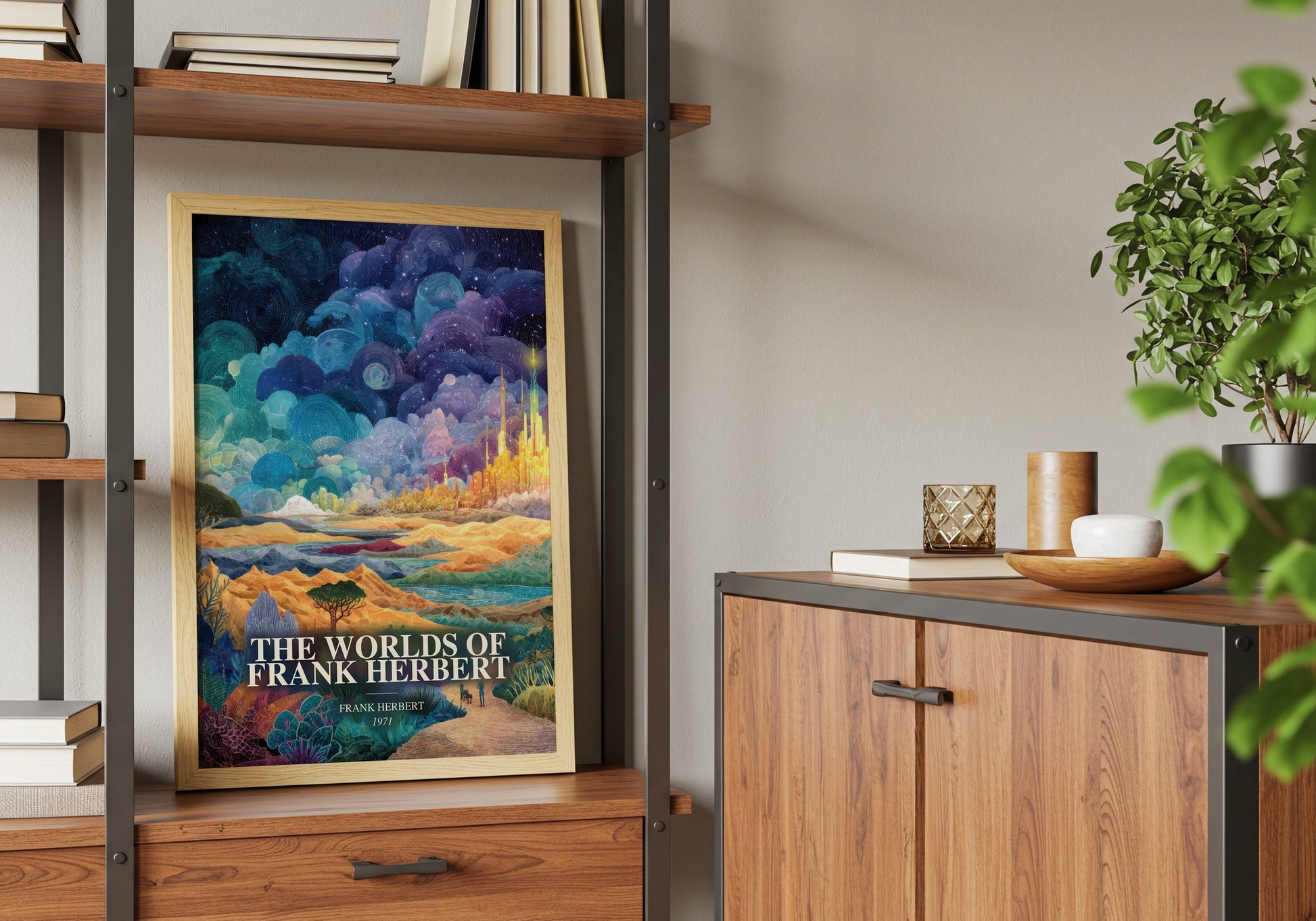 The Worlds Of Frank Herbert book watercolour illustration paper finish options – matte satin gloss