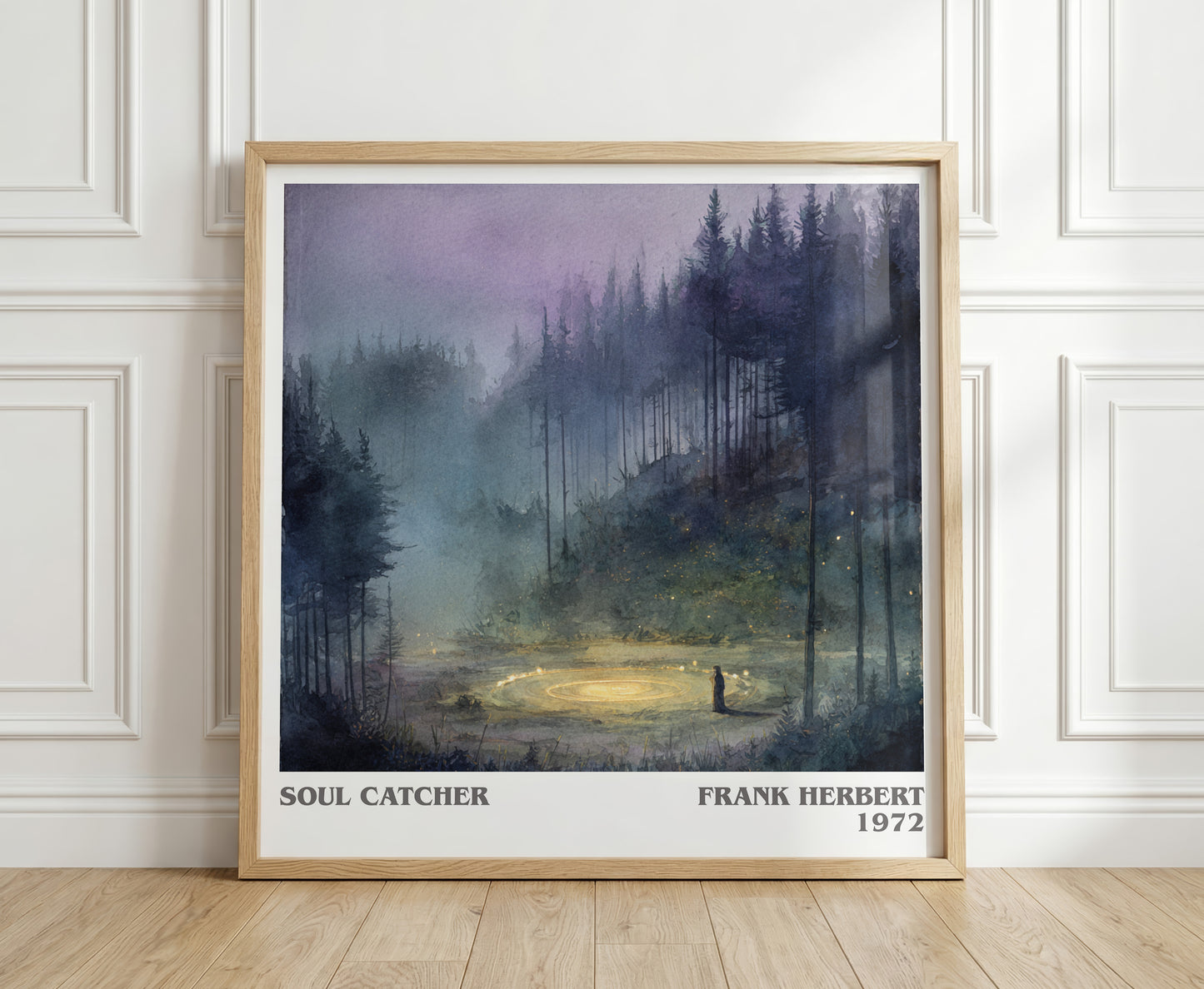 Soul Catcher literary print in frame leaning in hallway – sci fi wall art