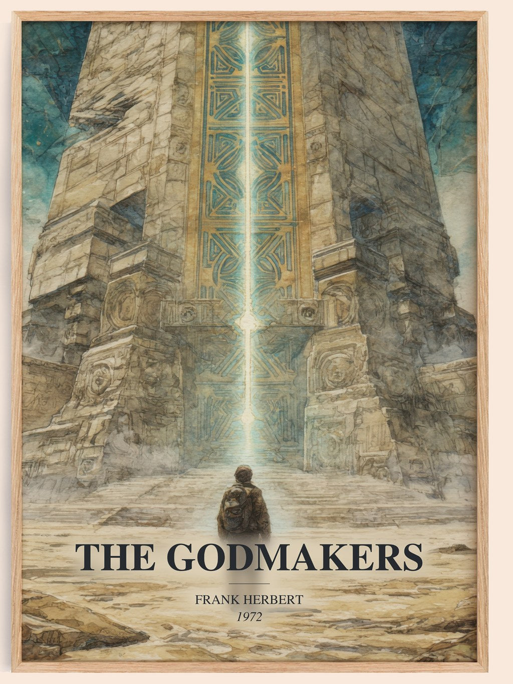 The Godmakers watercolour book poster by Frank Herbert – framed literary art print