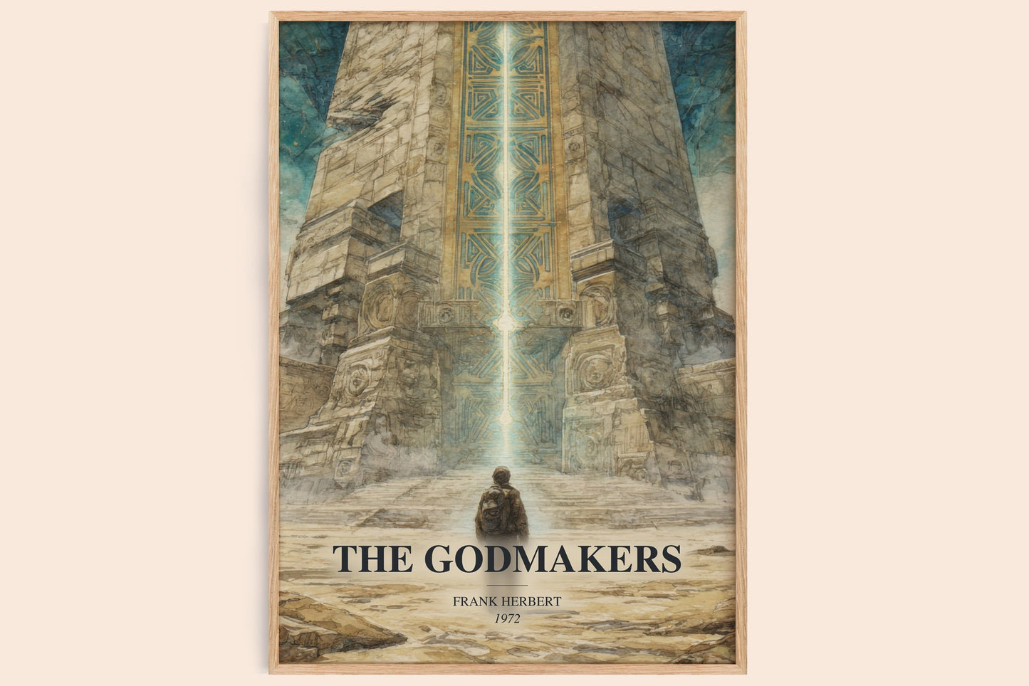 The Godmakers watercolour book poster by Frank Herbert – framed literary art print