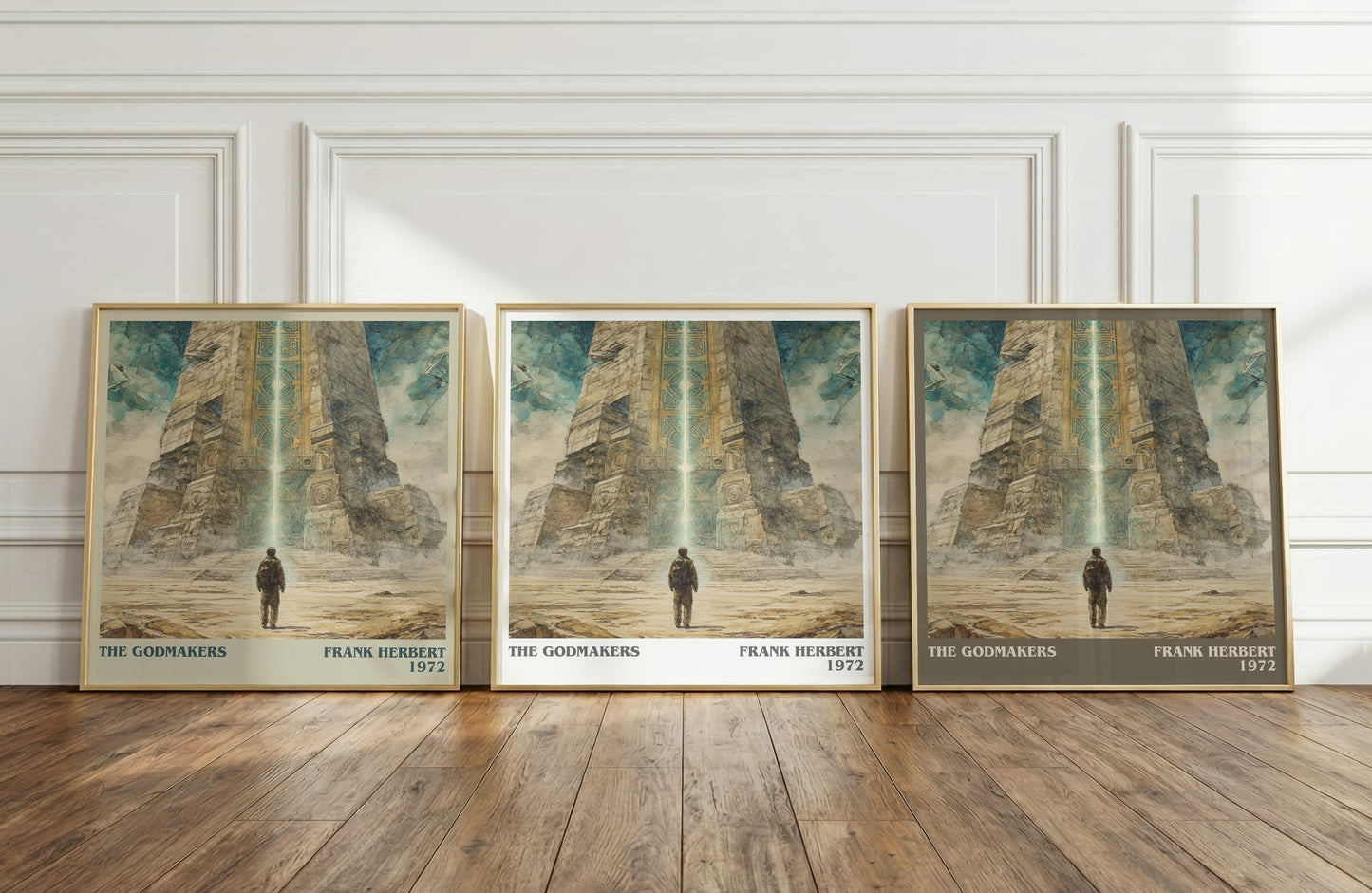 The Godmakers literary print framed by window – literary home decor