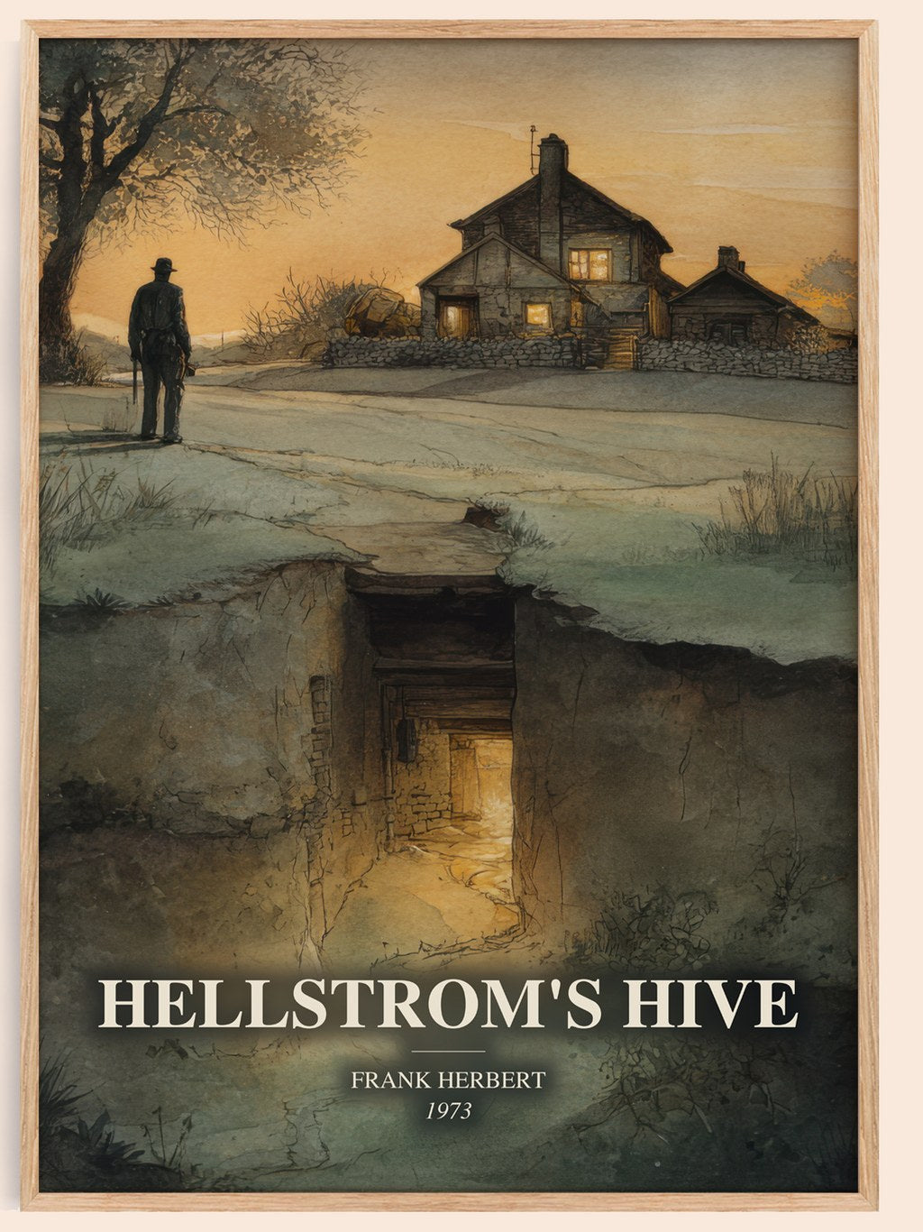 Hellstrom'S Hive watercolour book poster by Frank Herbert – framed literary art print