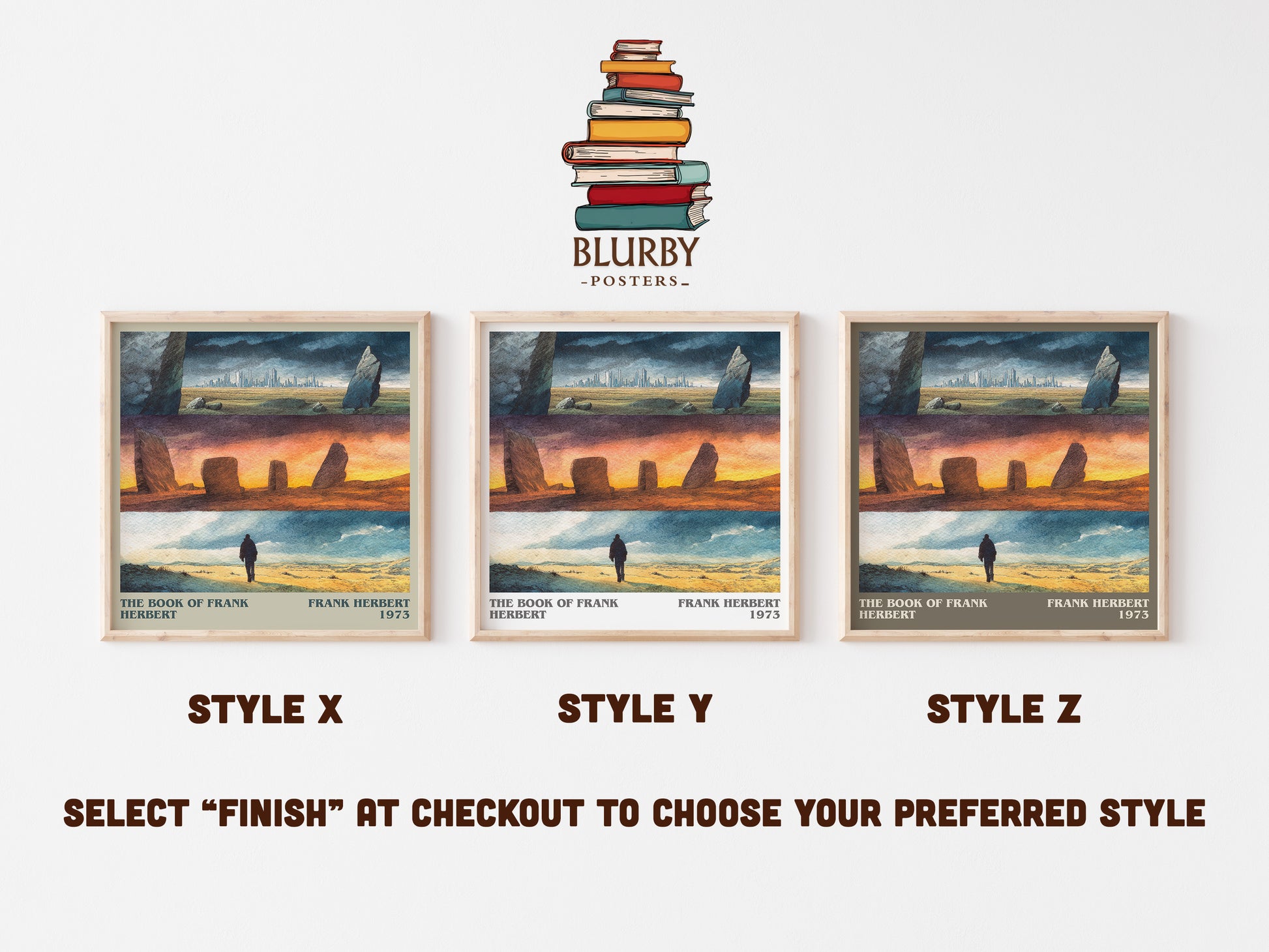 The Book of Frank Herbert literary art print colour and style options – Frank Herbert book art