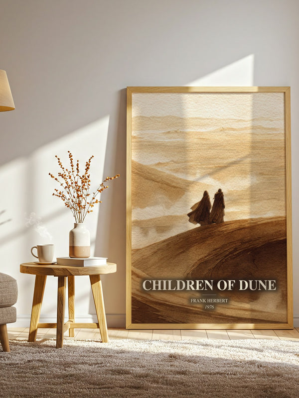 Children Of Dune watercolour print in frame leaning in hallway – sci fi wall art