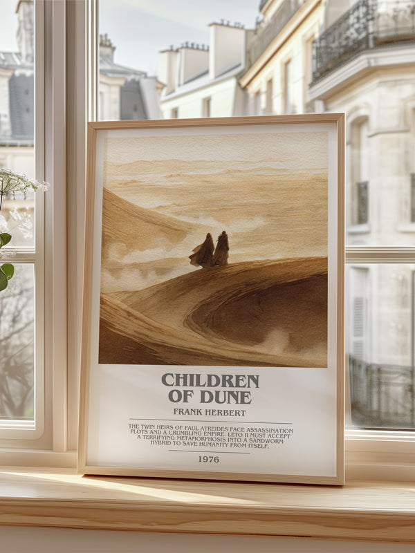 Children of Dune Bookish Wall Art by Frank Herbert – framed print by a bright window
