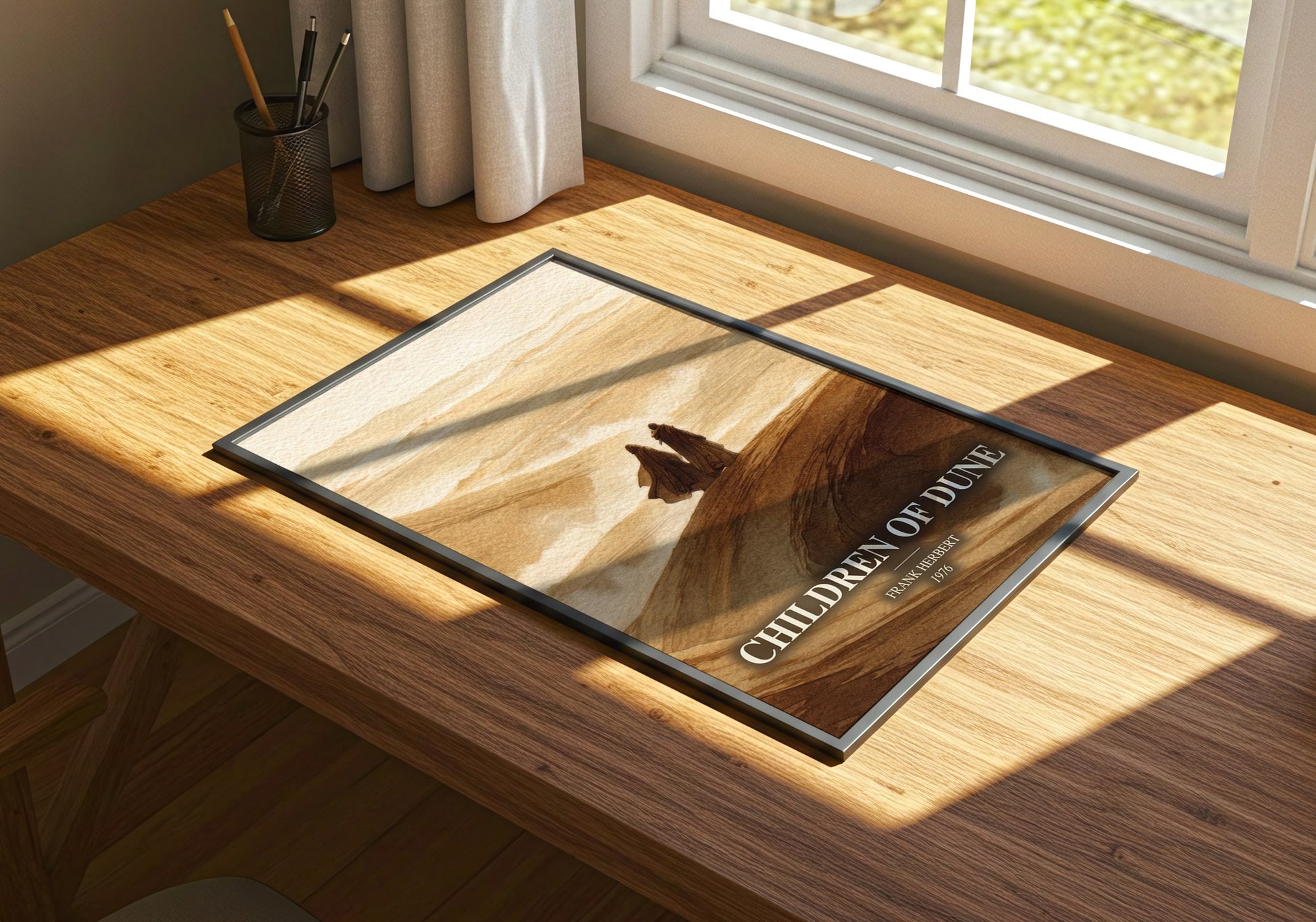 Children Of Dune watercolour book poster framed on wall – sci fi wall art