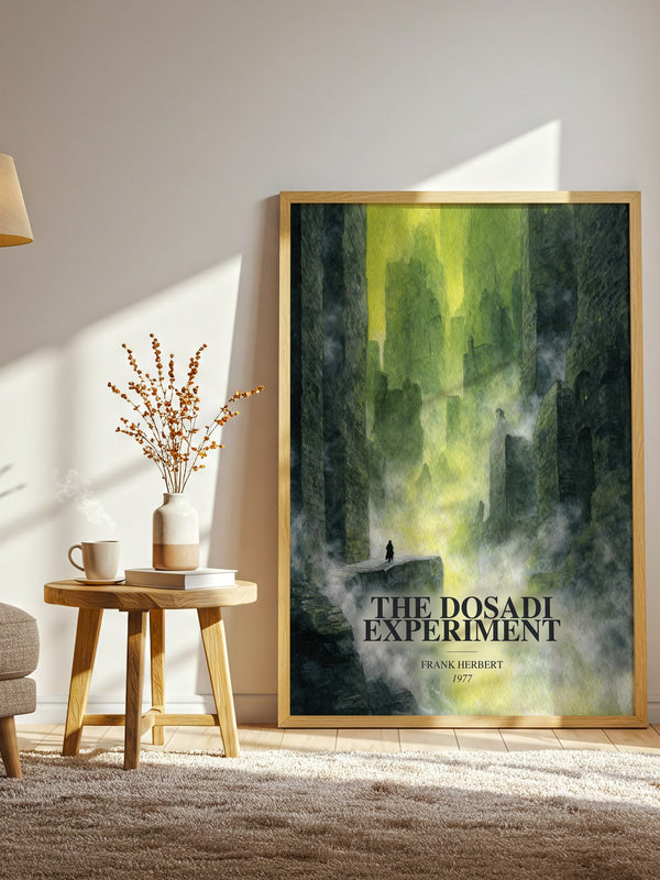 The Dosadi Experiment watercolour print in frame leaning in hallway – sci fi wall art