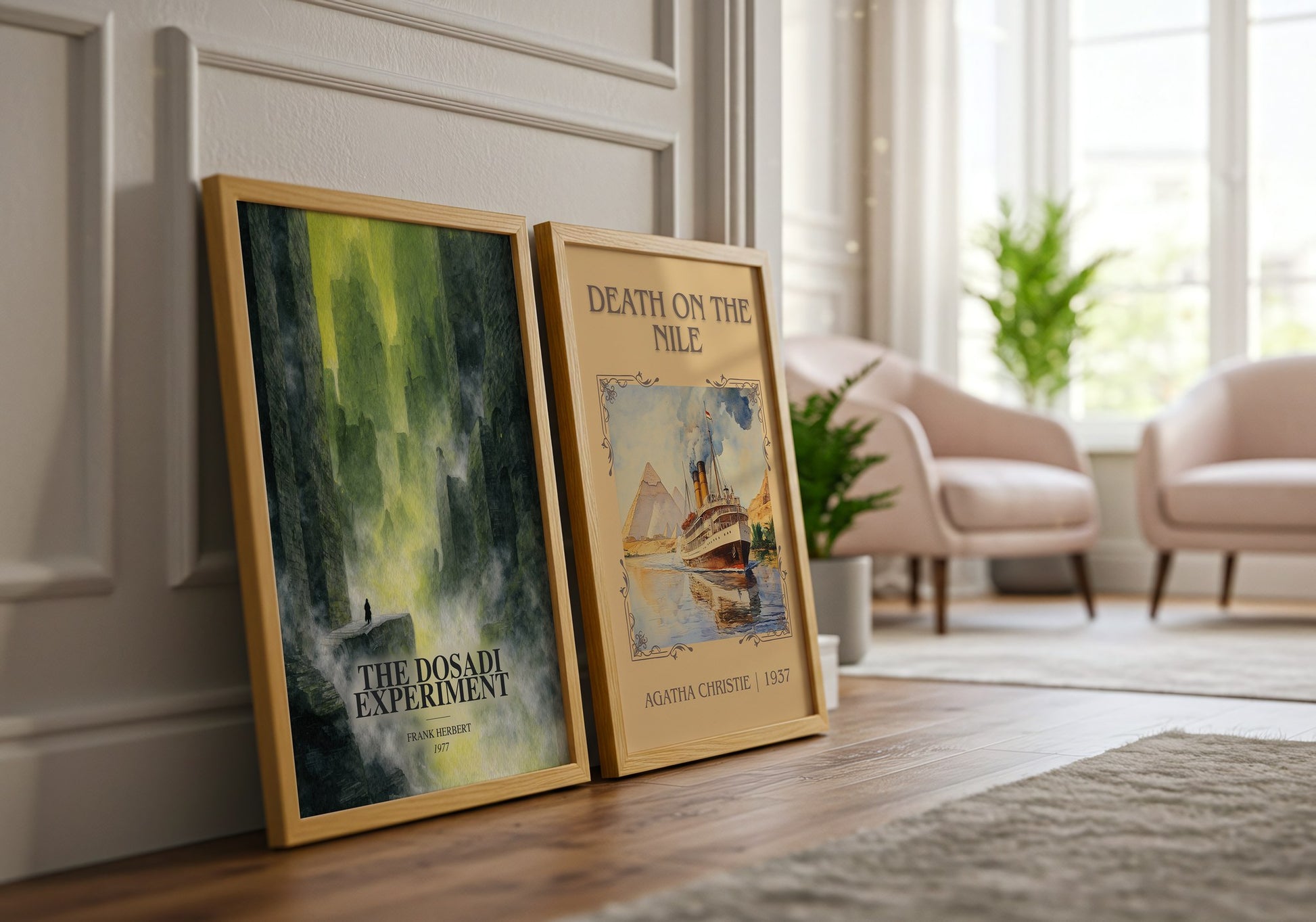 The Dosadi Experiment watercolour print framed by window – literary home decor