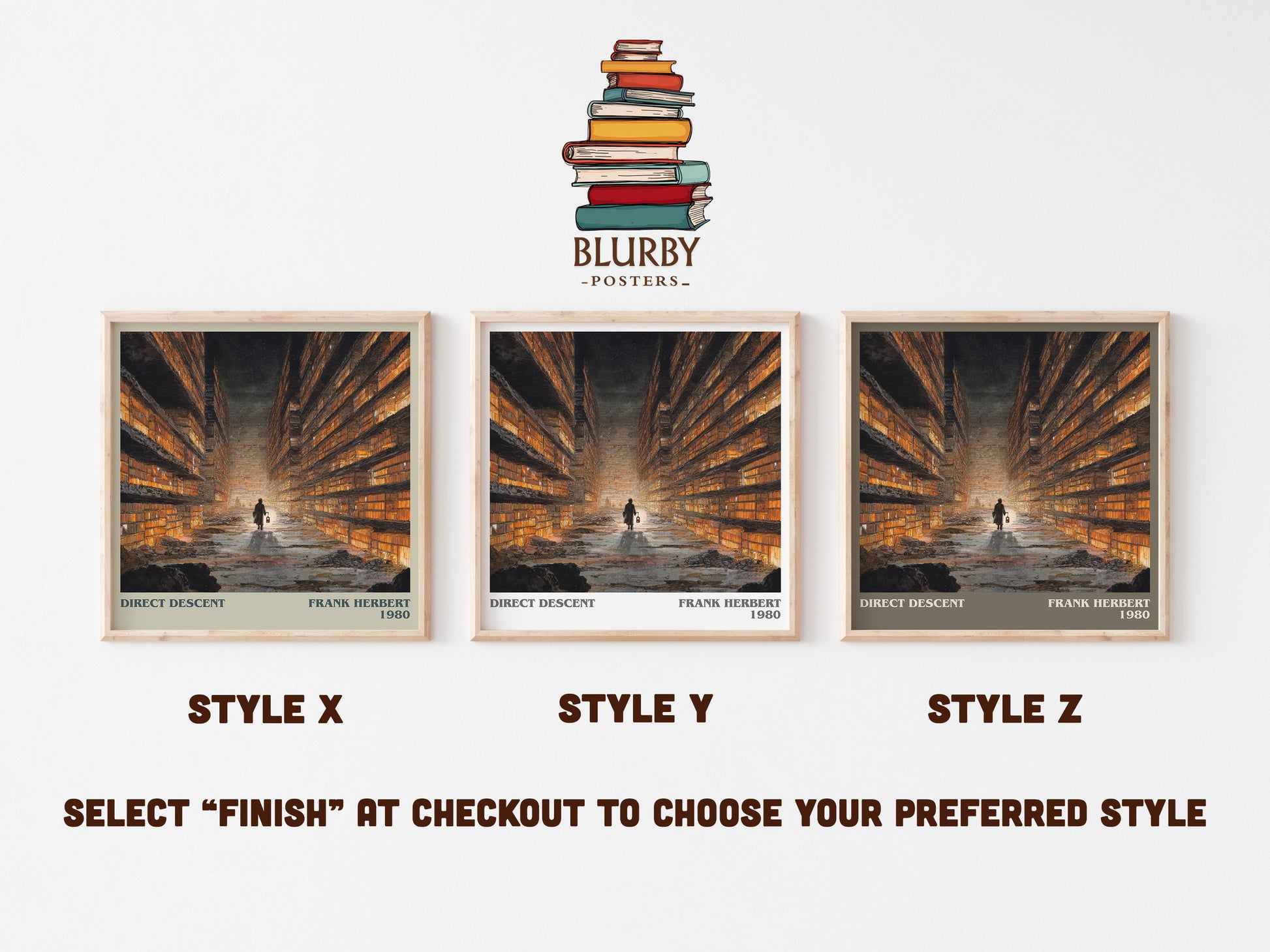 Direct Descent literary art print colour and style options – Frank Herbert book art