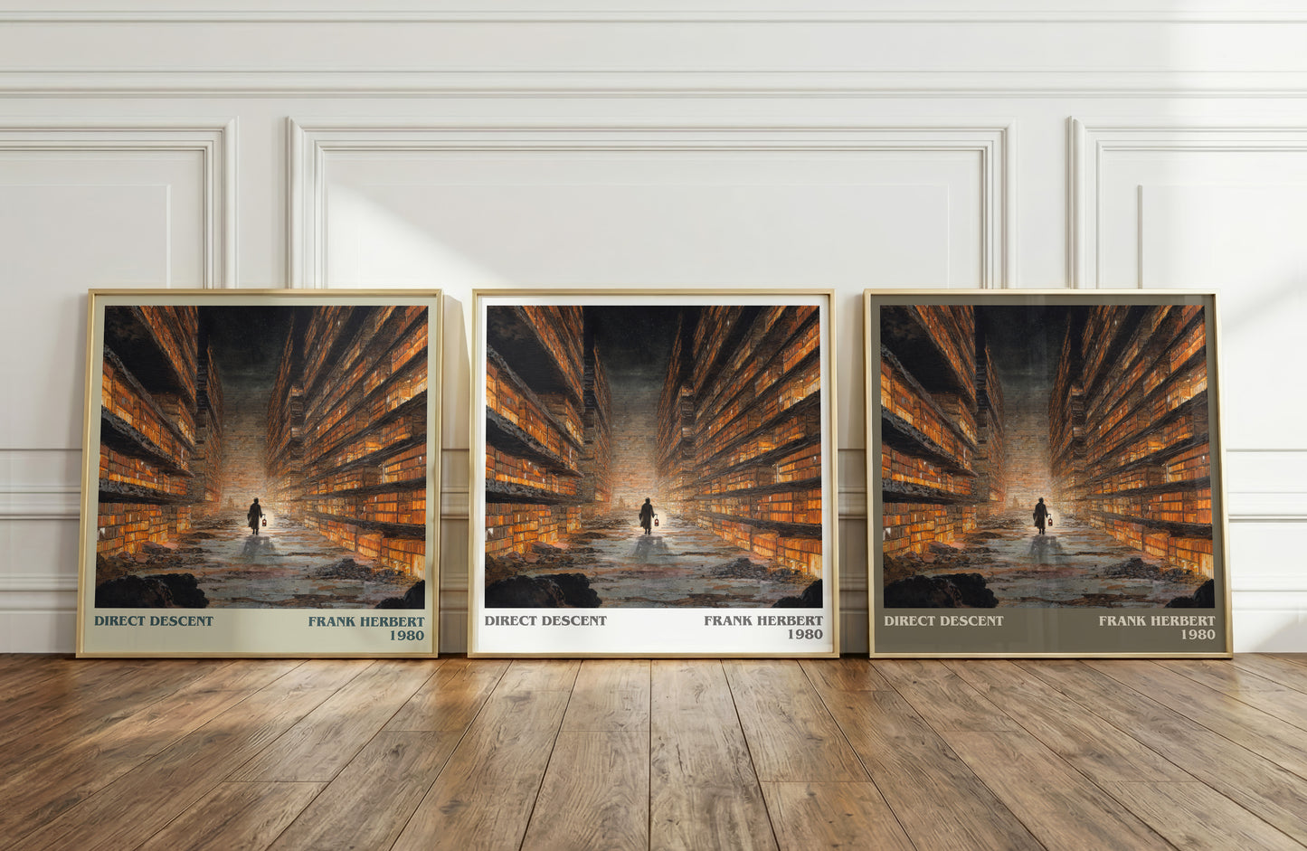 Direct Descent literary print framed by window – literary home decor
