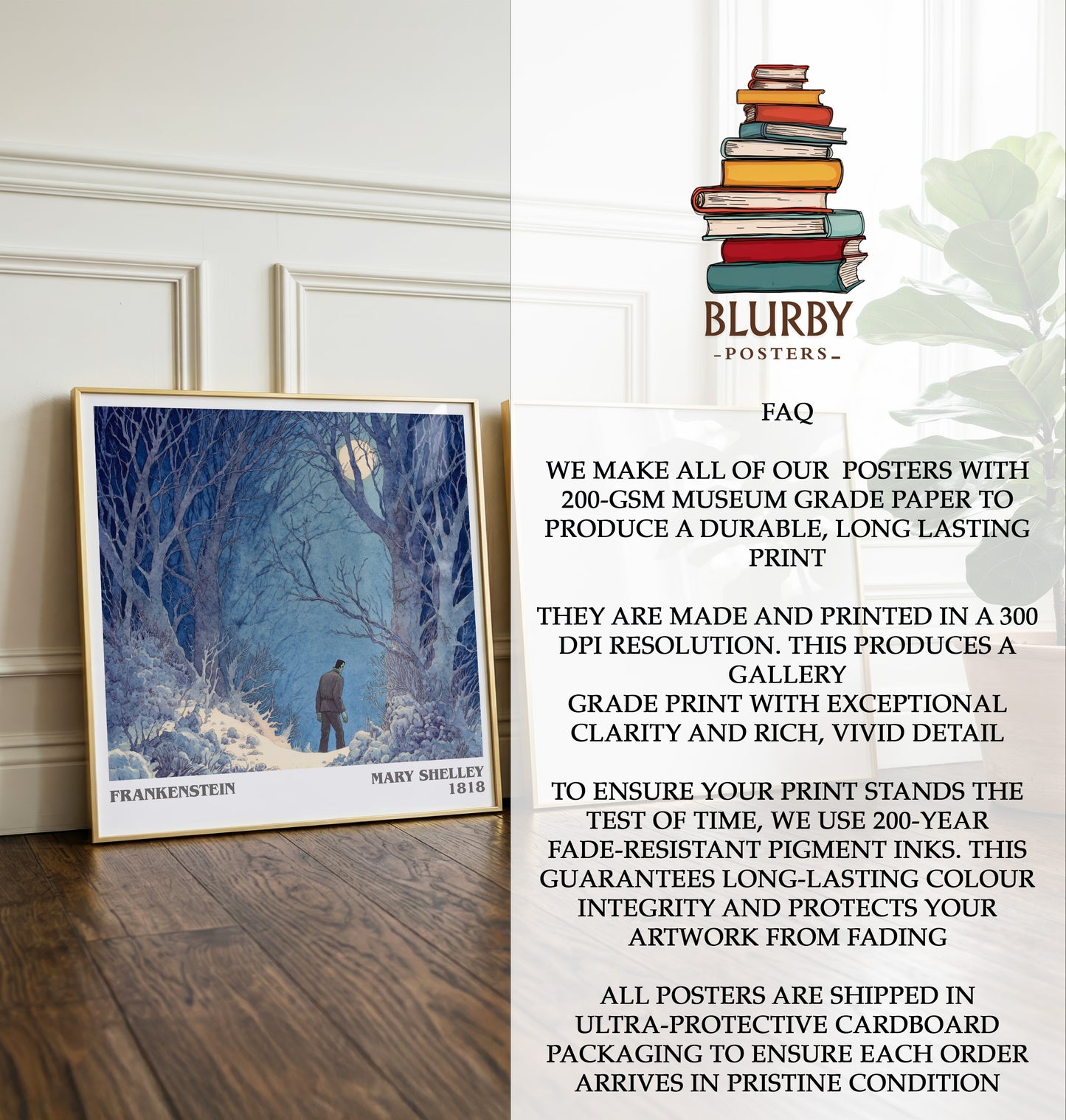 Frankenstein Literary Art Print by Mary Shelley
